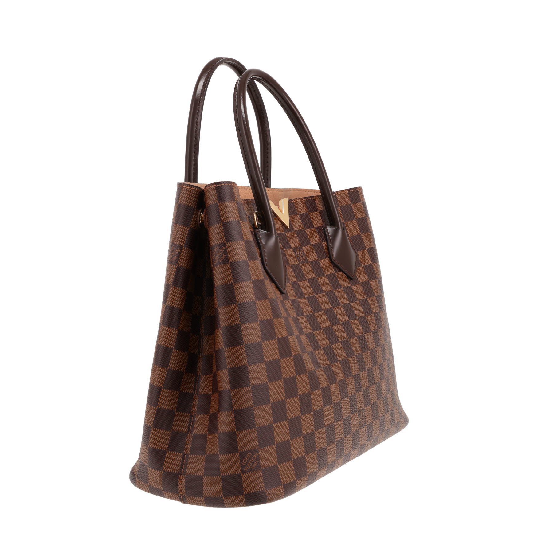 Louis Vuitton Kensington handbag in Ebony Damier canvas and brown leather