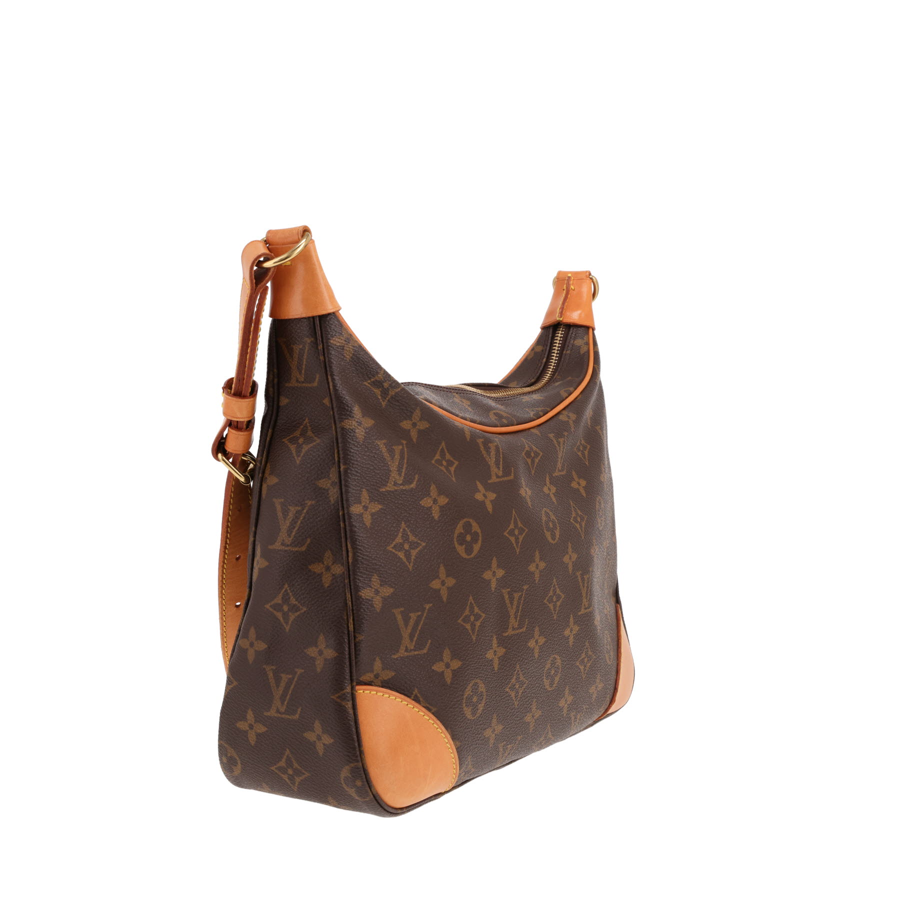 Borsa Louis Vuitton Boulogne in tela Monogram marrone e pelle naturale