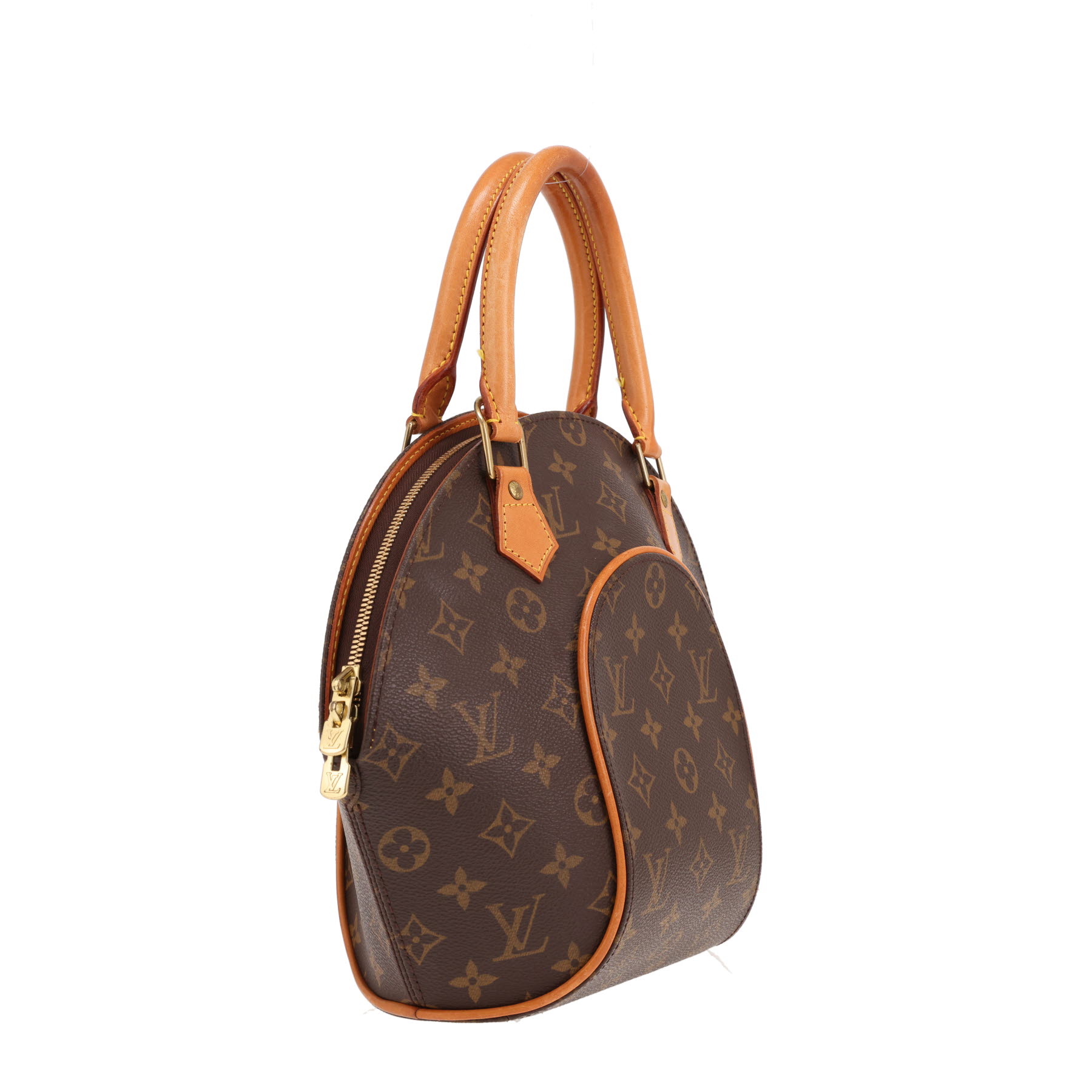 Borsa Louis Vuitton Ellipse in tela Monogram marrone e pelle naturale