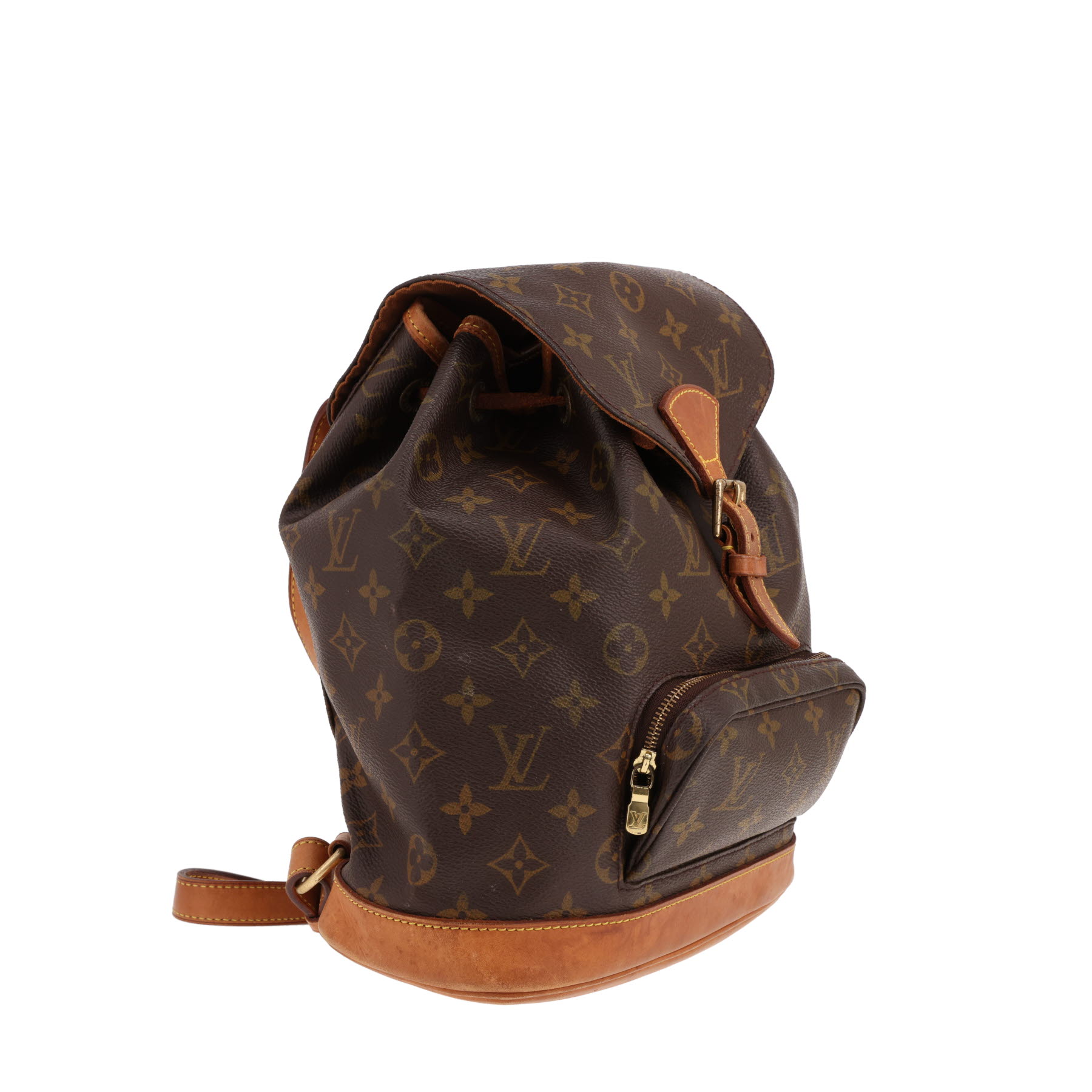 Sac à dos Louis Vuitton  Montsouris Backpack en toile monogram marron et cuir naturel