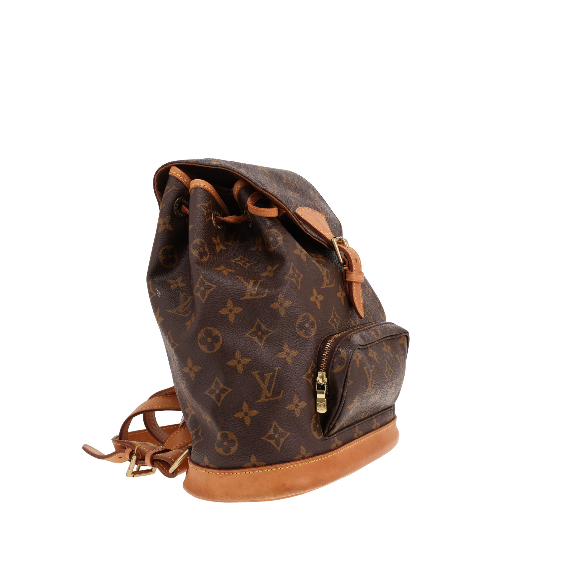 Sac à dos Louis Vuitton  Montsouris Backpack en toile monogram marron et cuir naturel