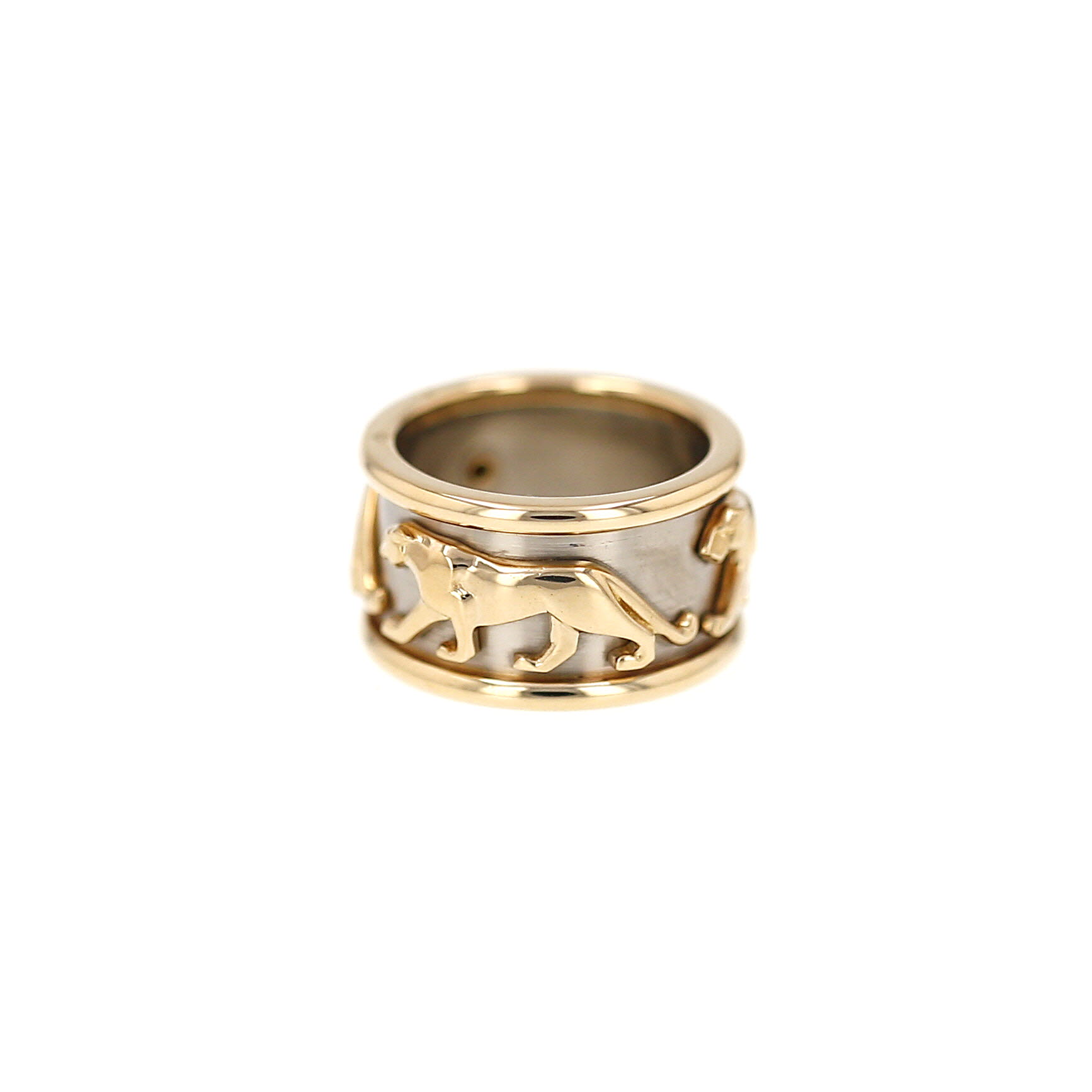 Bague bandeau Mahango années 90 Cartier  en or blanc et or jaune