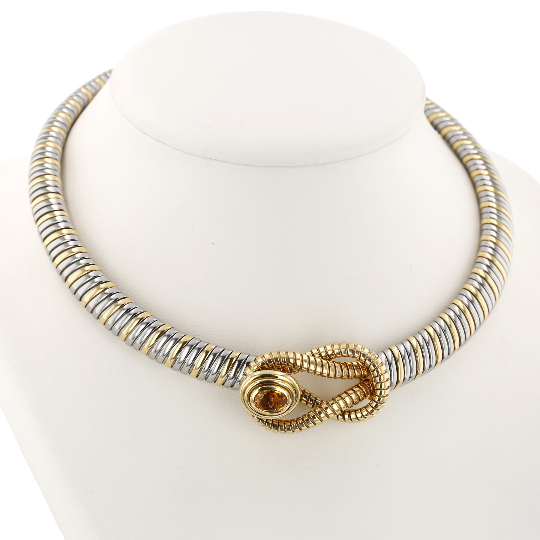 Collier Cartier  en or jaune, acier et citrine
