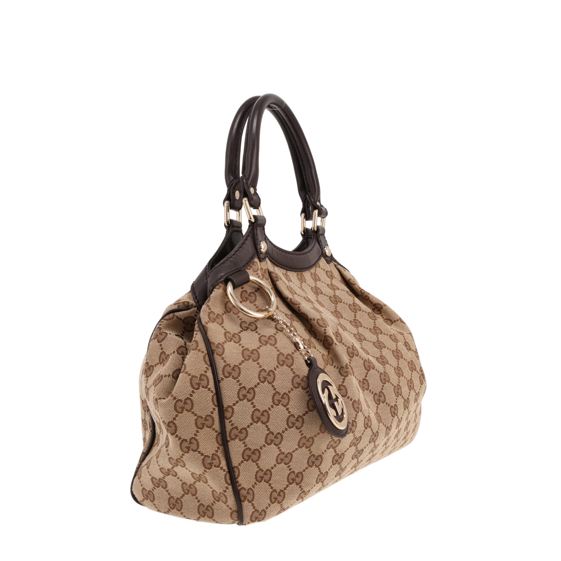 Sac à main Gucci  Sukey en toile beige et cuir marron