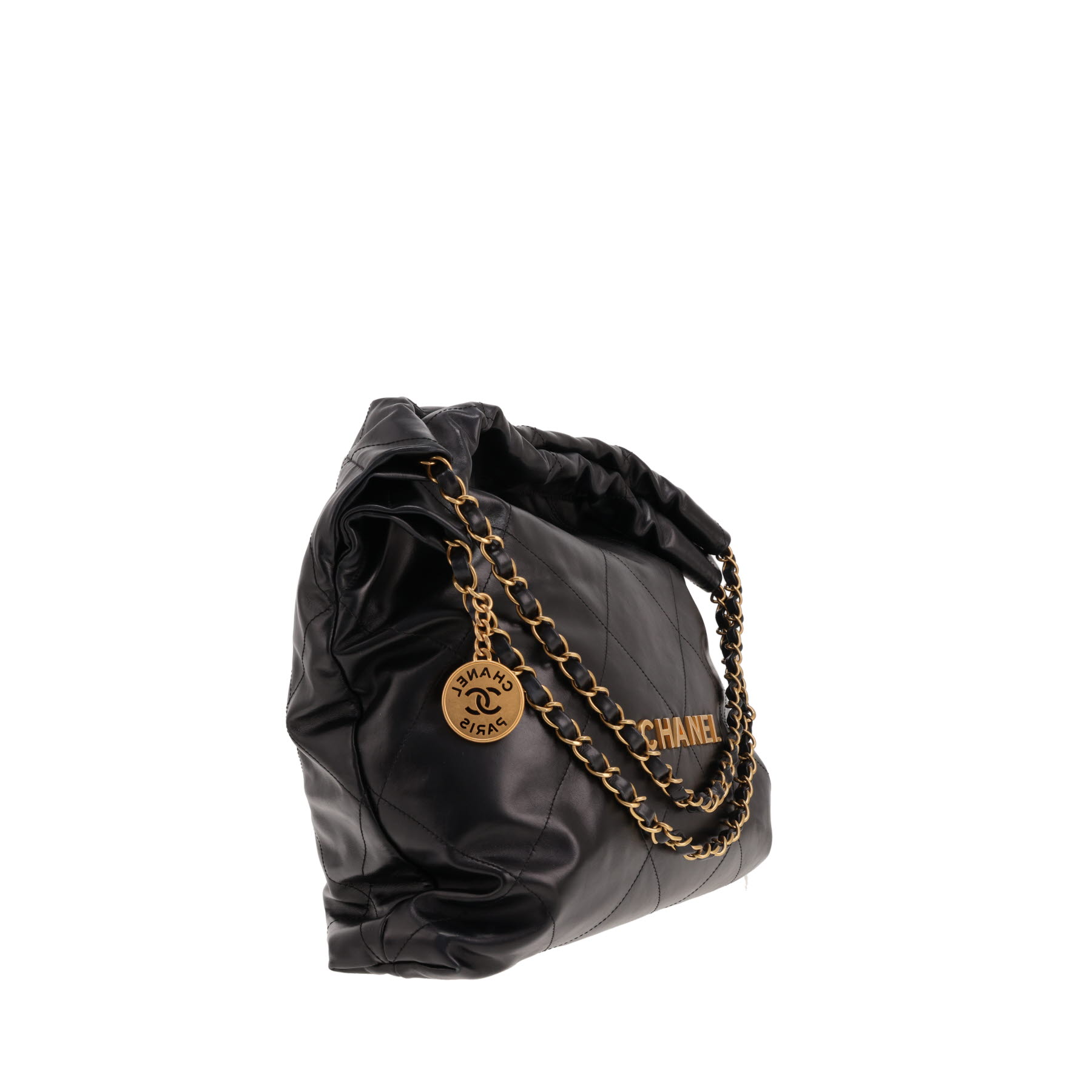 Chanel 22 handbag in black leather