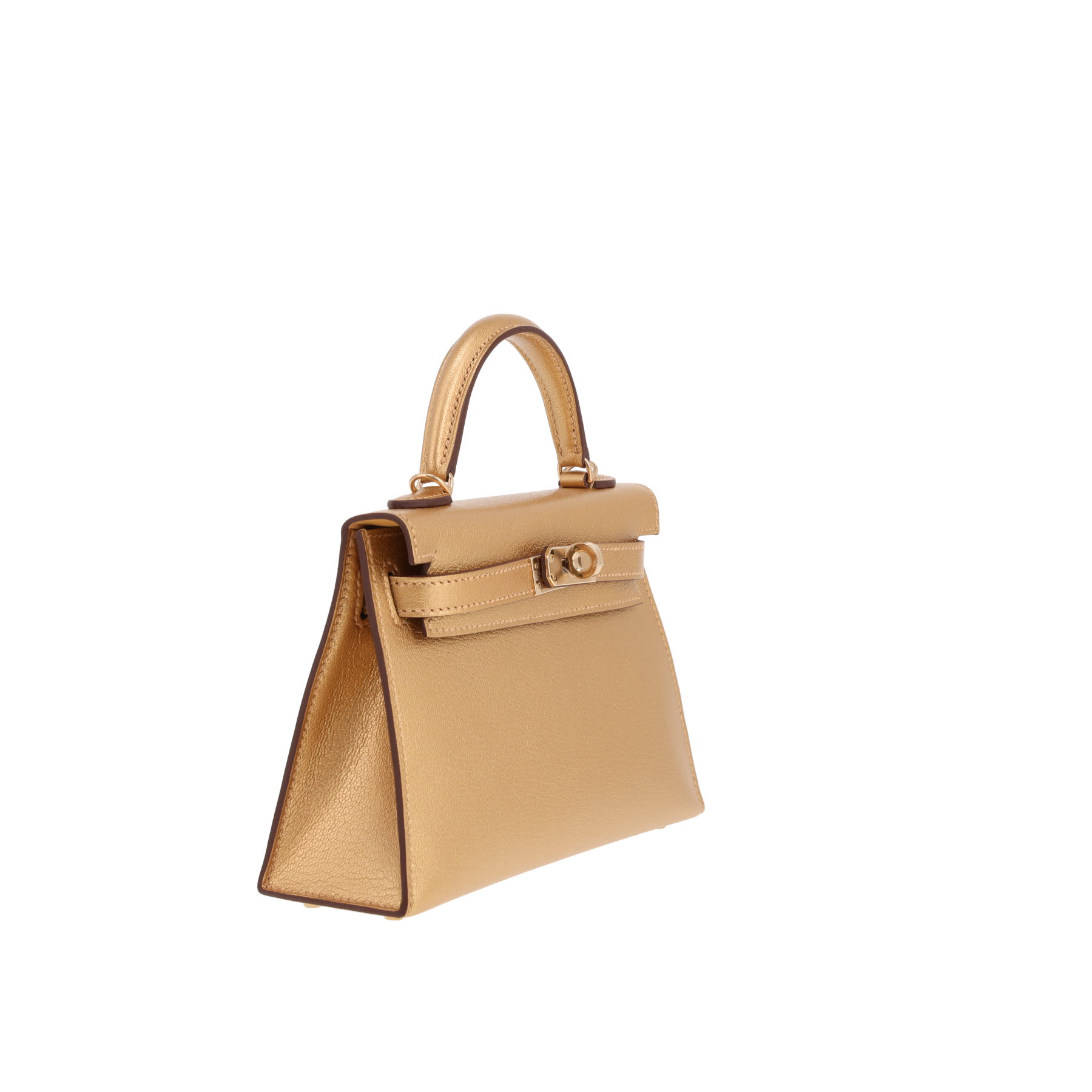 Hermès  Kelly 20 cm shoulder bag  in gold chamkilight goat