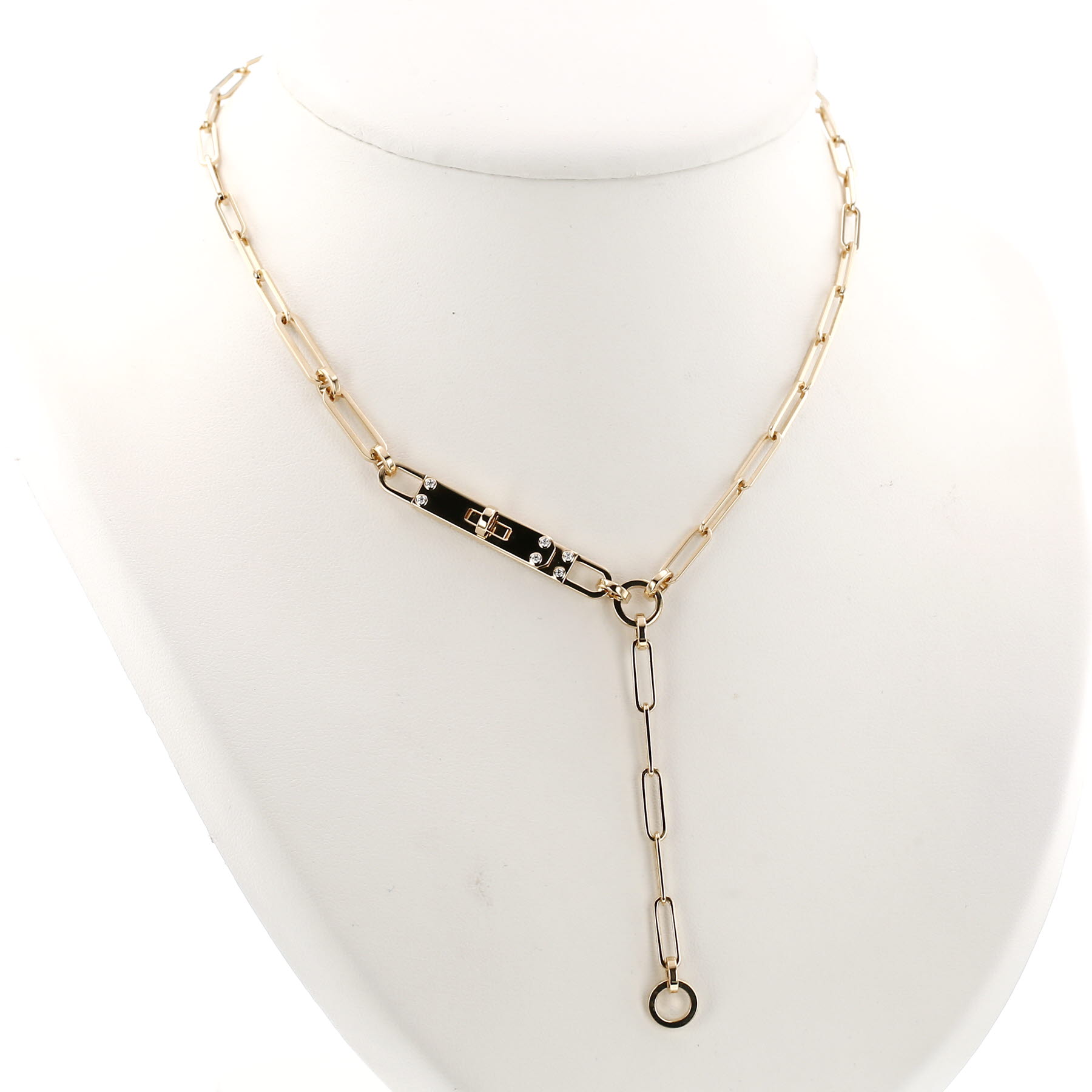 Collier Hermès Kelly Chaîne lariat en or jaune et diamants