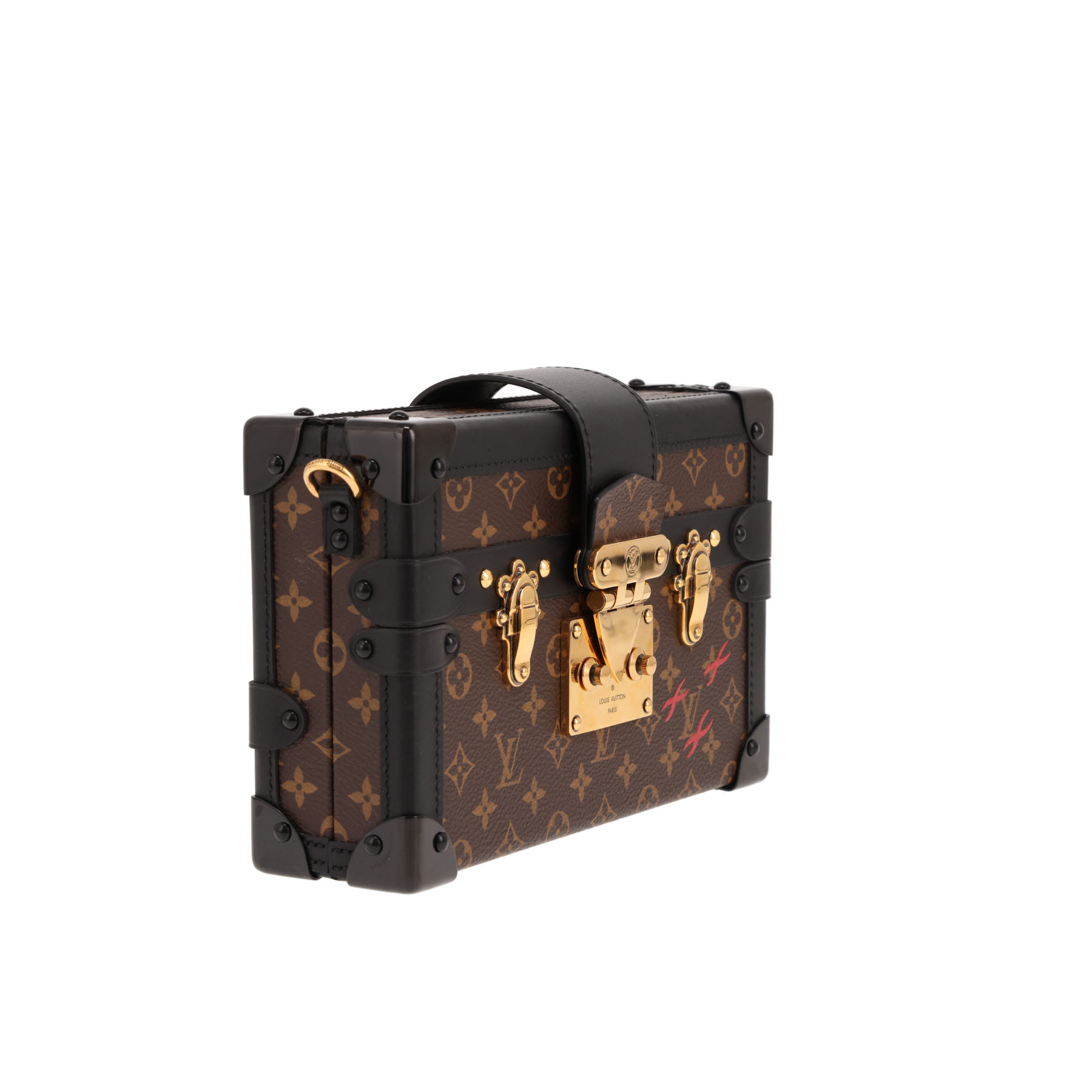 Louis Vuitton evening clutch – Petite Malle in brown Monogram canvas and black leather