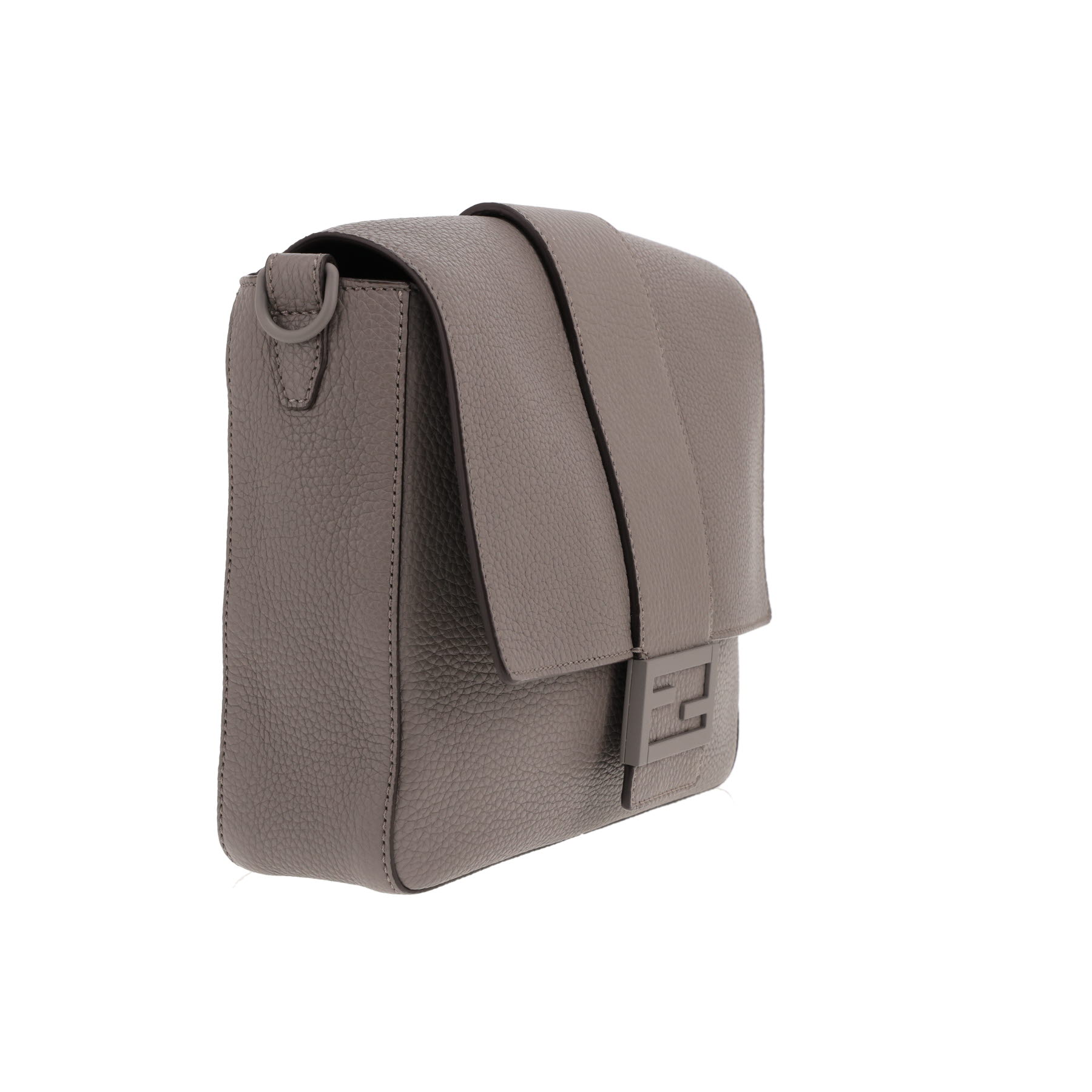 Fendi Baguette Messenger shoulder bag, medium size, in grey grained leather