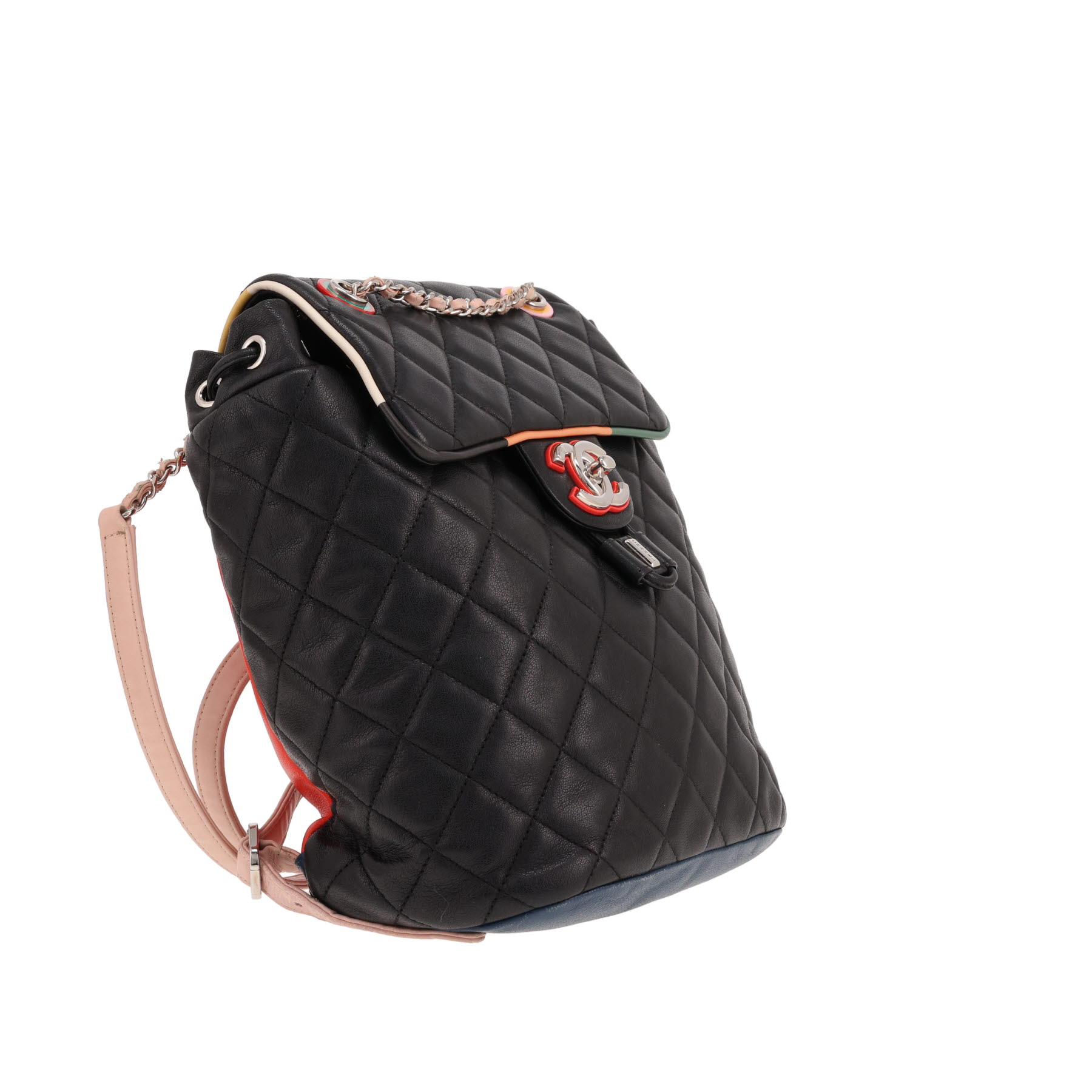 Chanel Coco Cuba rucksack in quilted leather in Noir, red, pink and Bleu Marine