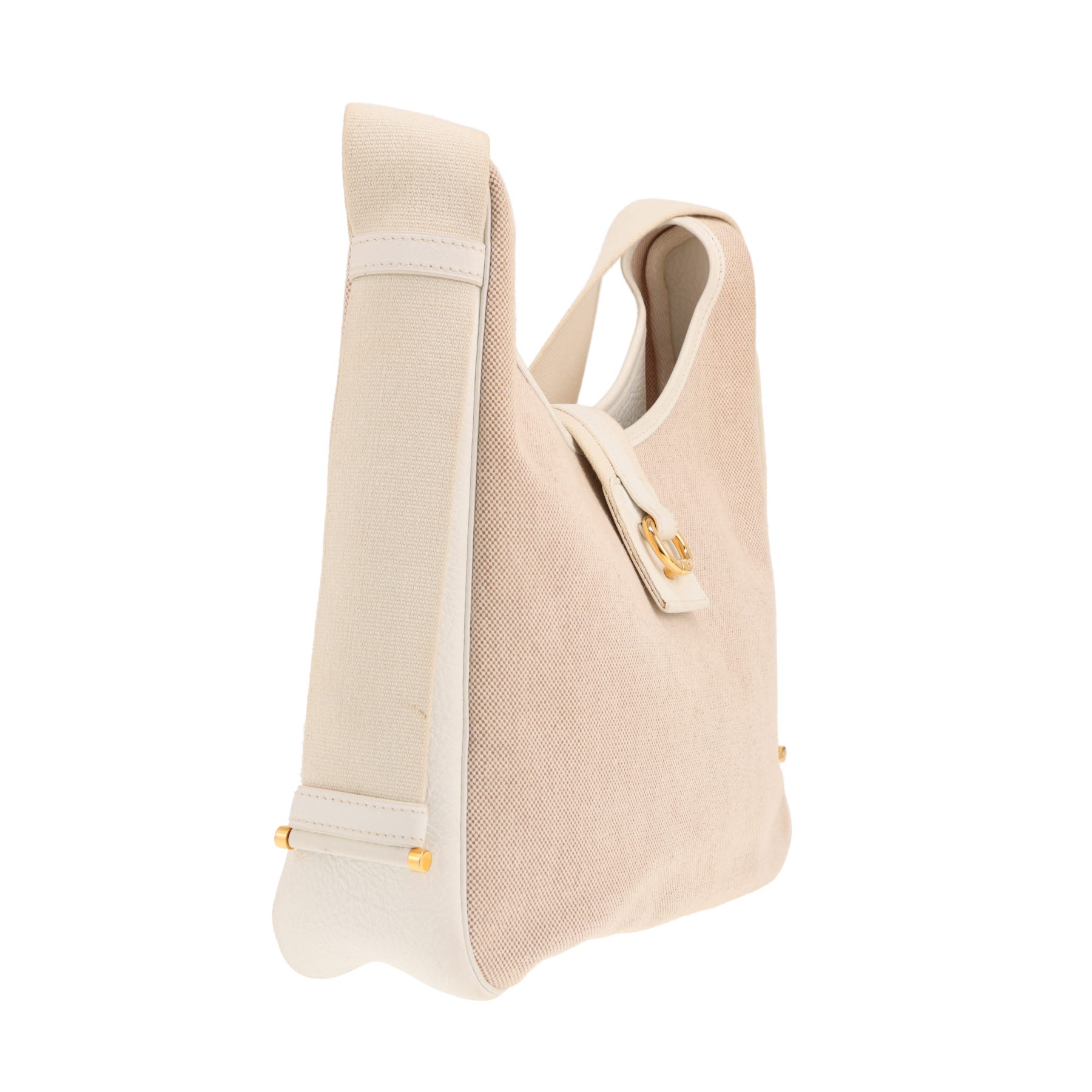 Hermès Tsako handbag in beige canvas and white leather