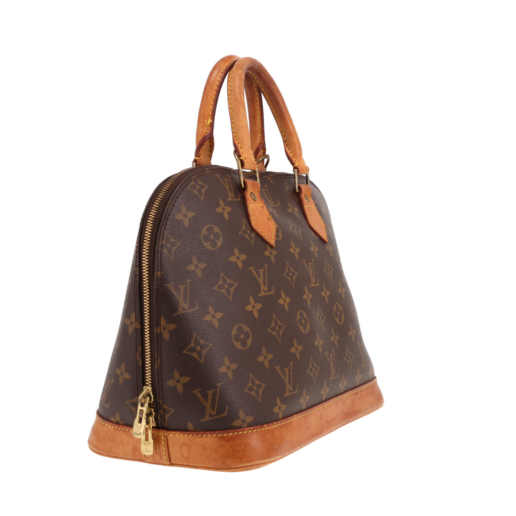 Bolso de mano Louis Vuitton Alma, modelo mediano, de lona Monogram marrón y piel natural