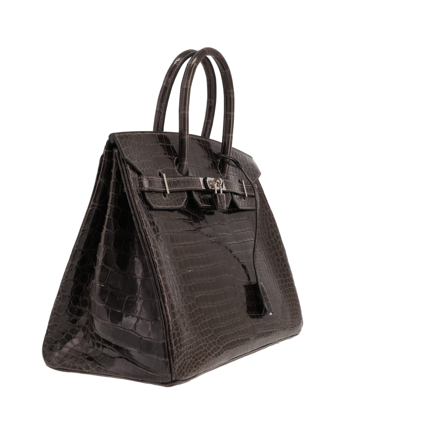 Sac à main Hermès  Birkin 35 cm en crocodile porosus gris Graphite