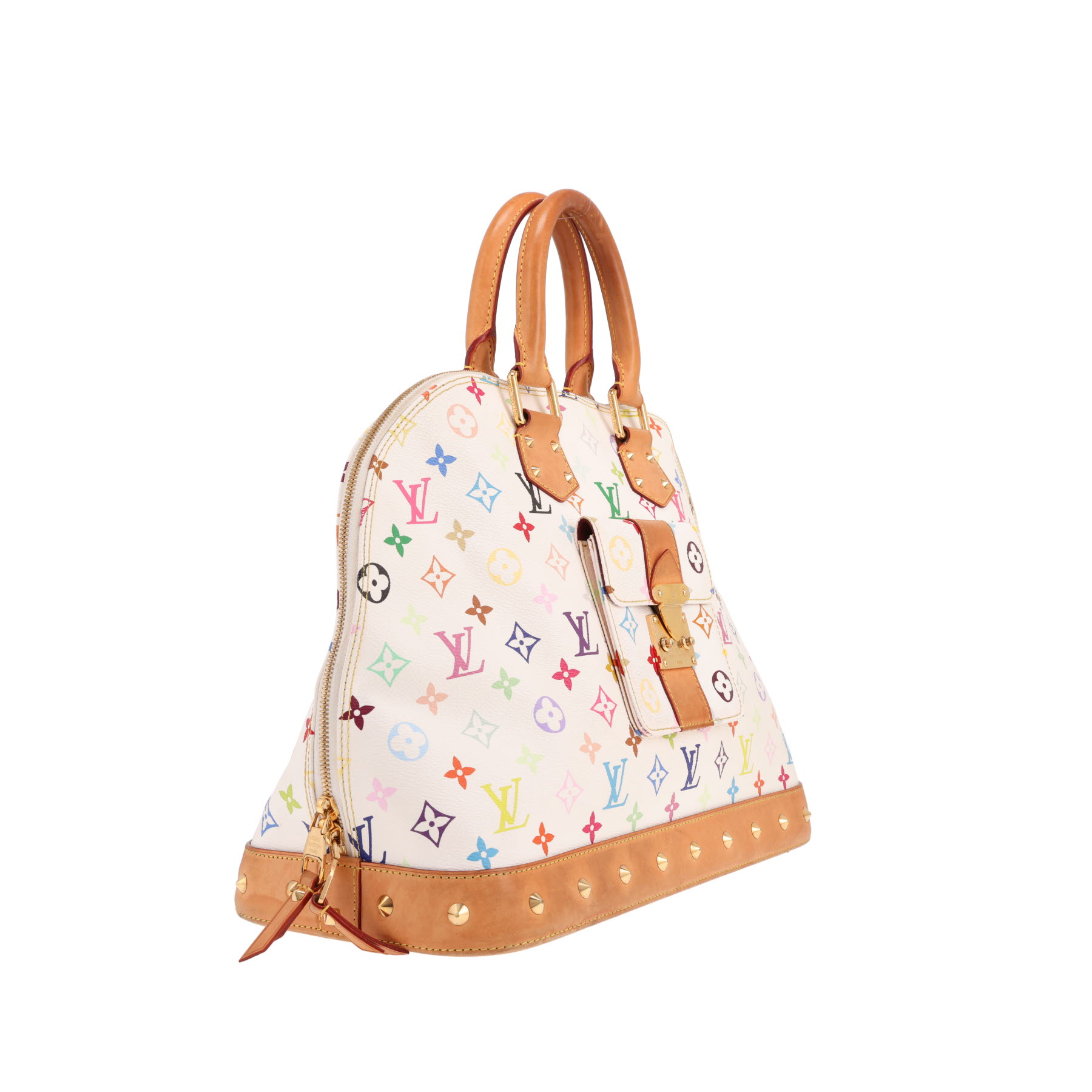 Louis Vuitton Alma handbag in multicoloured Monogram canvas and natural leather