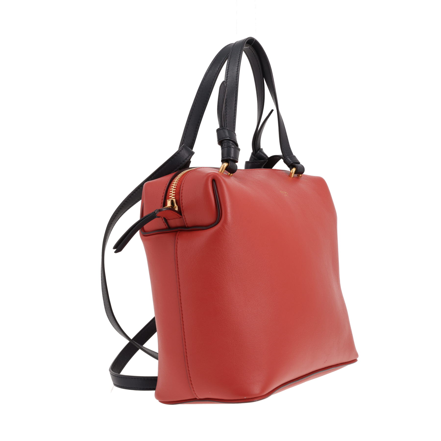 Sac bandoulière Celine  Soft Cube en cuir rouge et bleu-marine