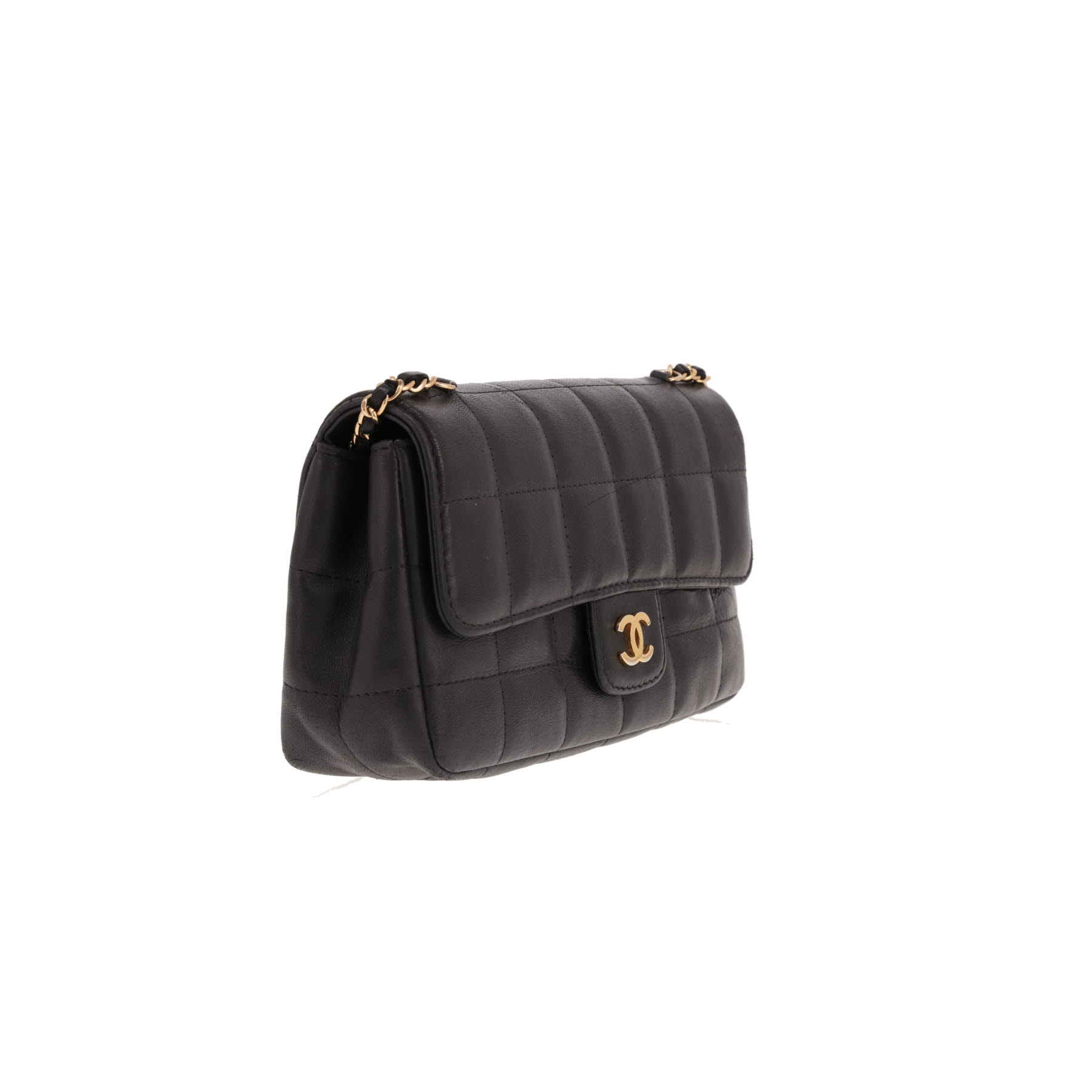Bolso bandolera Chanel «Choco Bar» de piel acolchada negra