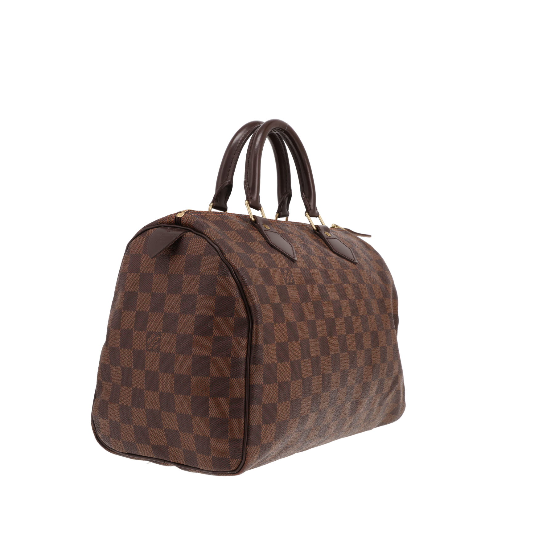 Louis Vuitton Speedy 30 handbag in Ebène Damier canvas and brown leather