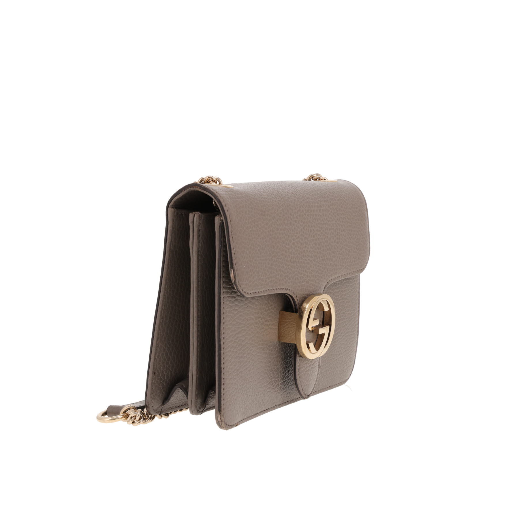 Gucci Interlocking G shoulder bag in grey grained leather