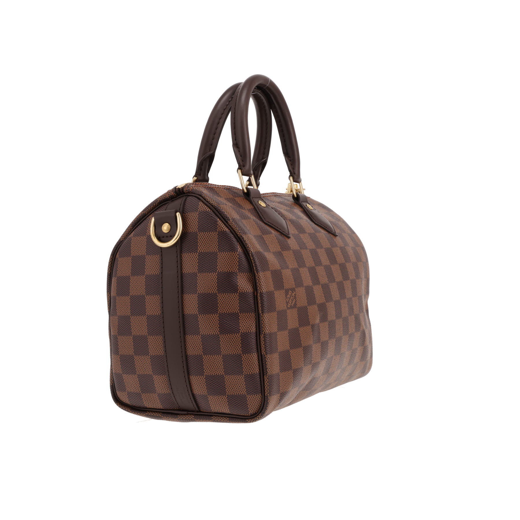 Borsa Louis Vuitton Speedy 25 in tela Damier Ébène e pelle marrone