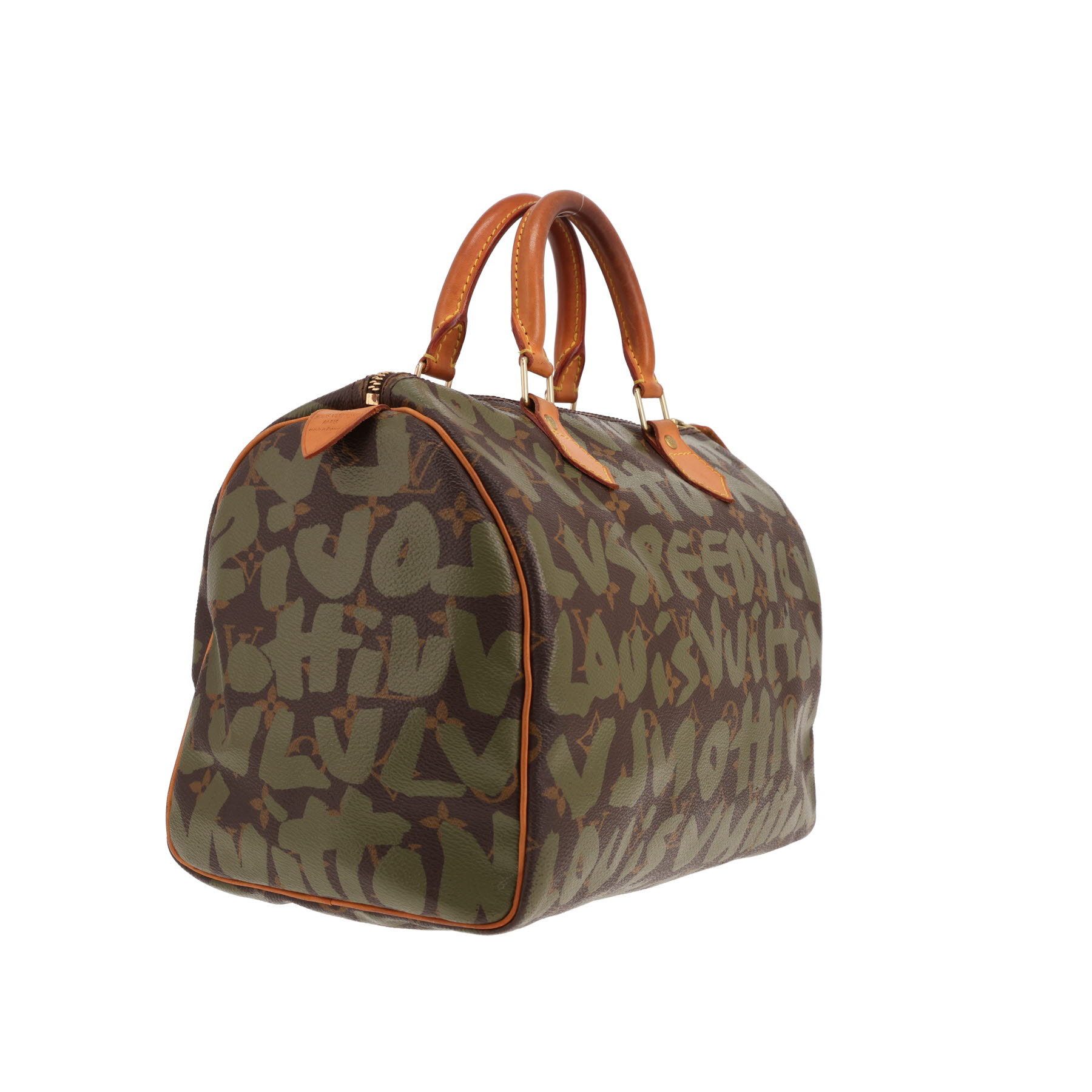 Bolso de mano Louis Vuitton Speedy de edición limitada, en lona Monogram marrón y verde caqui y piel natural
