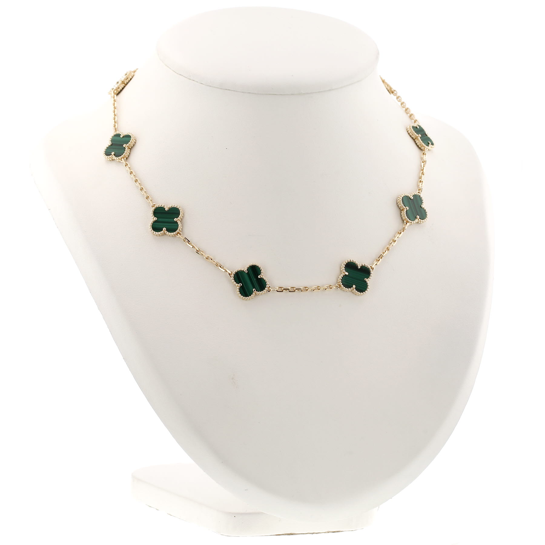 Van Cleef & Arpels Vintage Alhambra necklace in yellow gold and Malachite