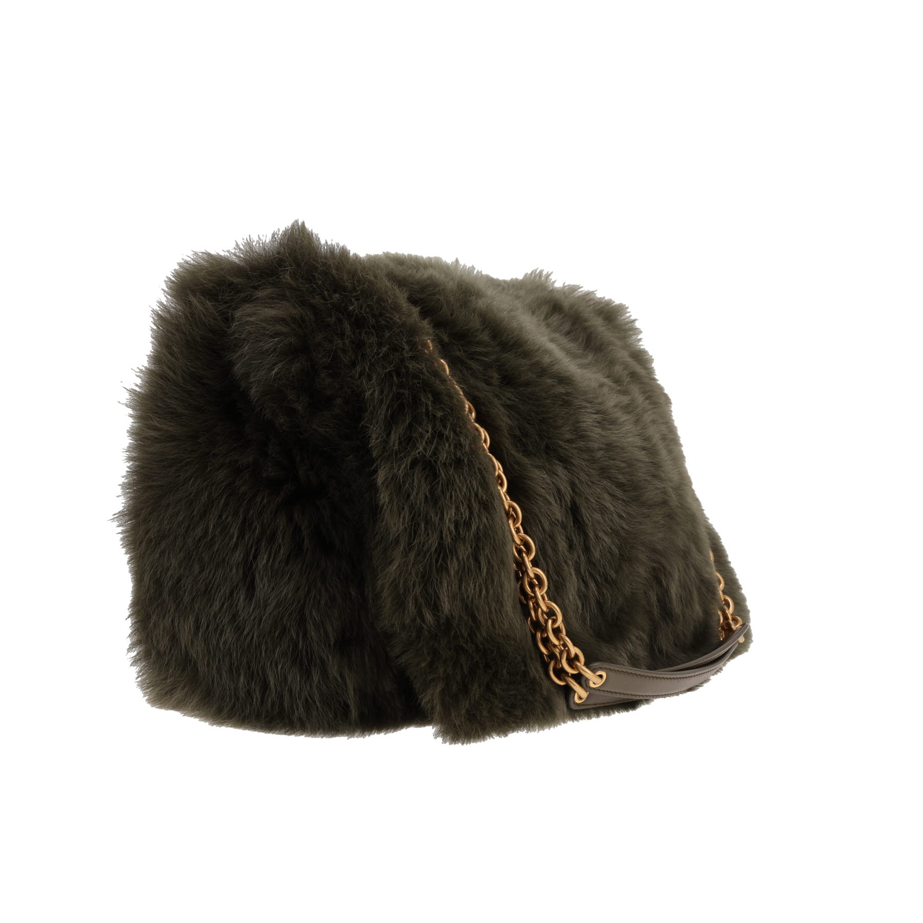 Saint Laurent Jamie handbag in green faux fur and green leather