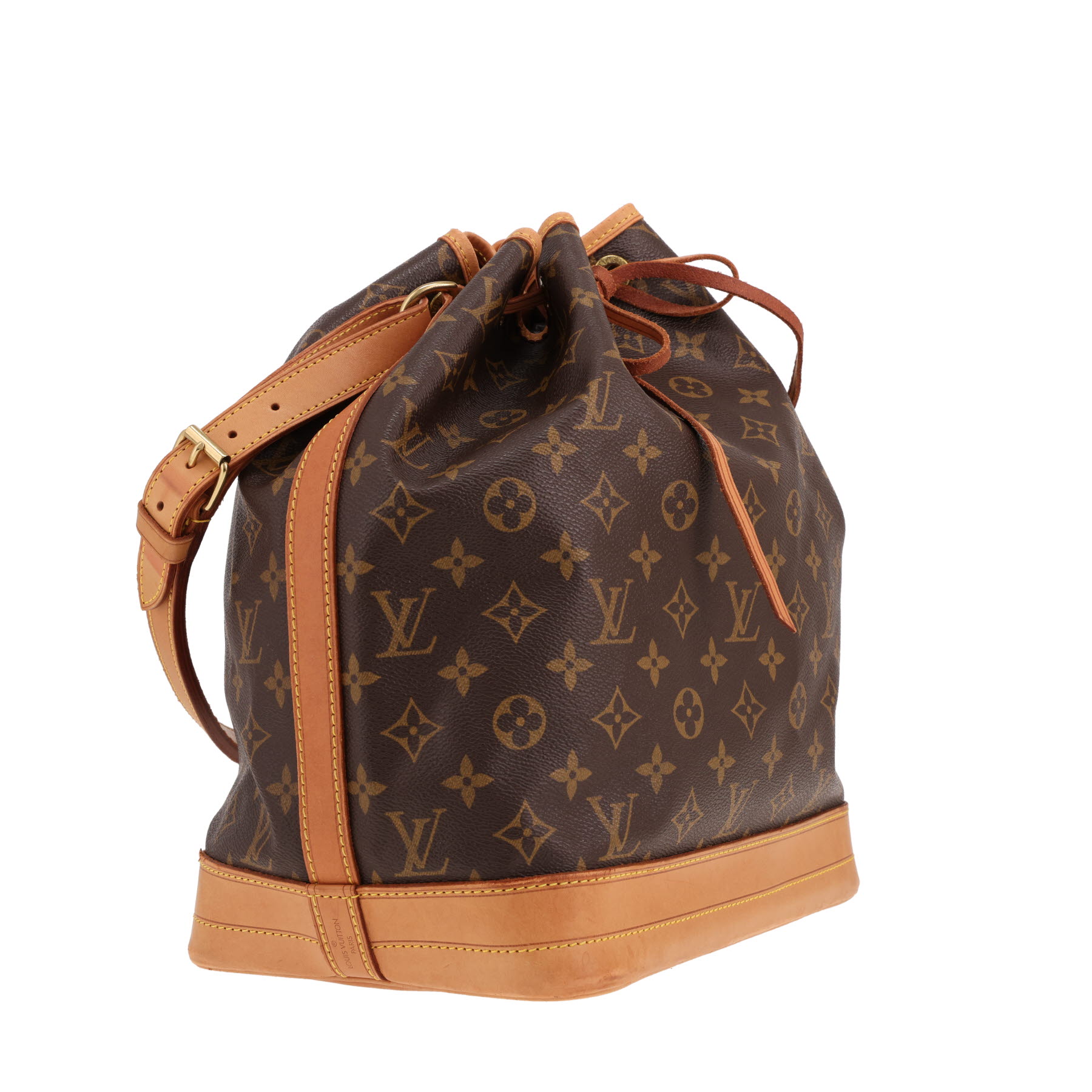 Sac à main Louis Vuitton  Grand Noé en cuir monogram marron et cuir naturel
