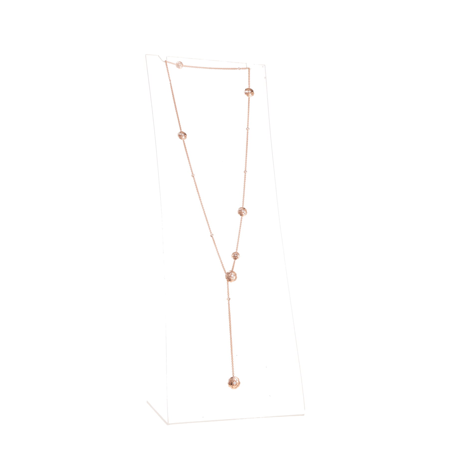 Chanel Les Infinis de Camélia convertible long necklace in rose gold and diamonds
