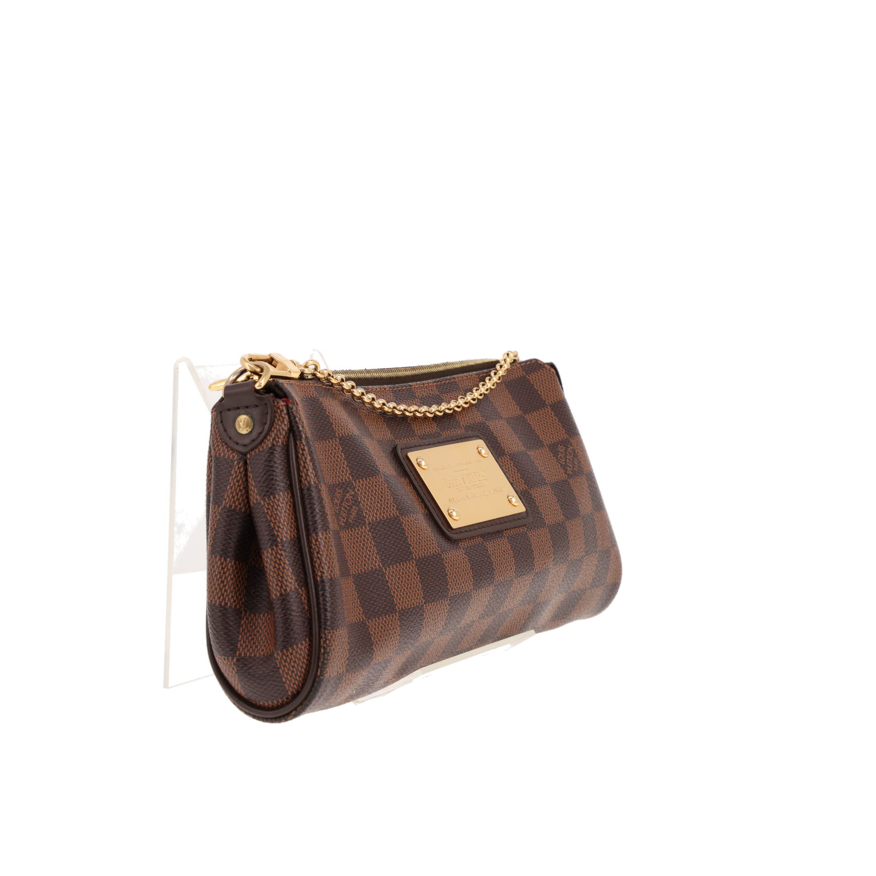 Sac bandoulière Louis Vuitton  Eva en toile damier ébène et cuir marron