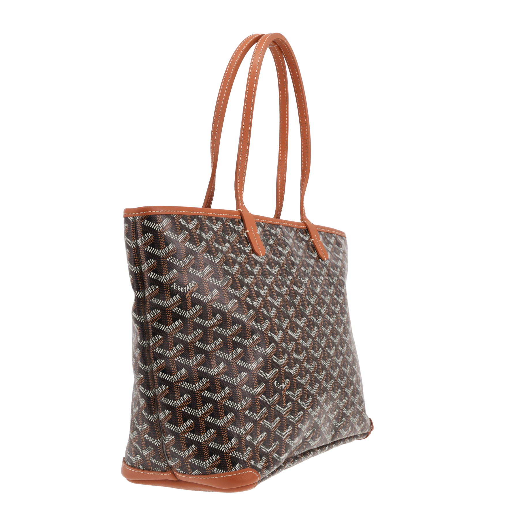 Sac cabas Goyard  Artois en toile Goyardine noire et cuir marron