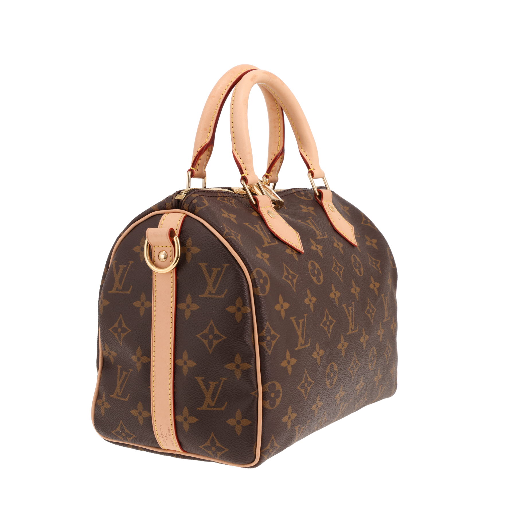 Borsa Louis Vuitton Speedy 25 in tela Monogram marrone e pelle naturale