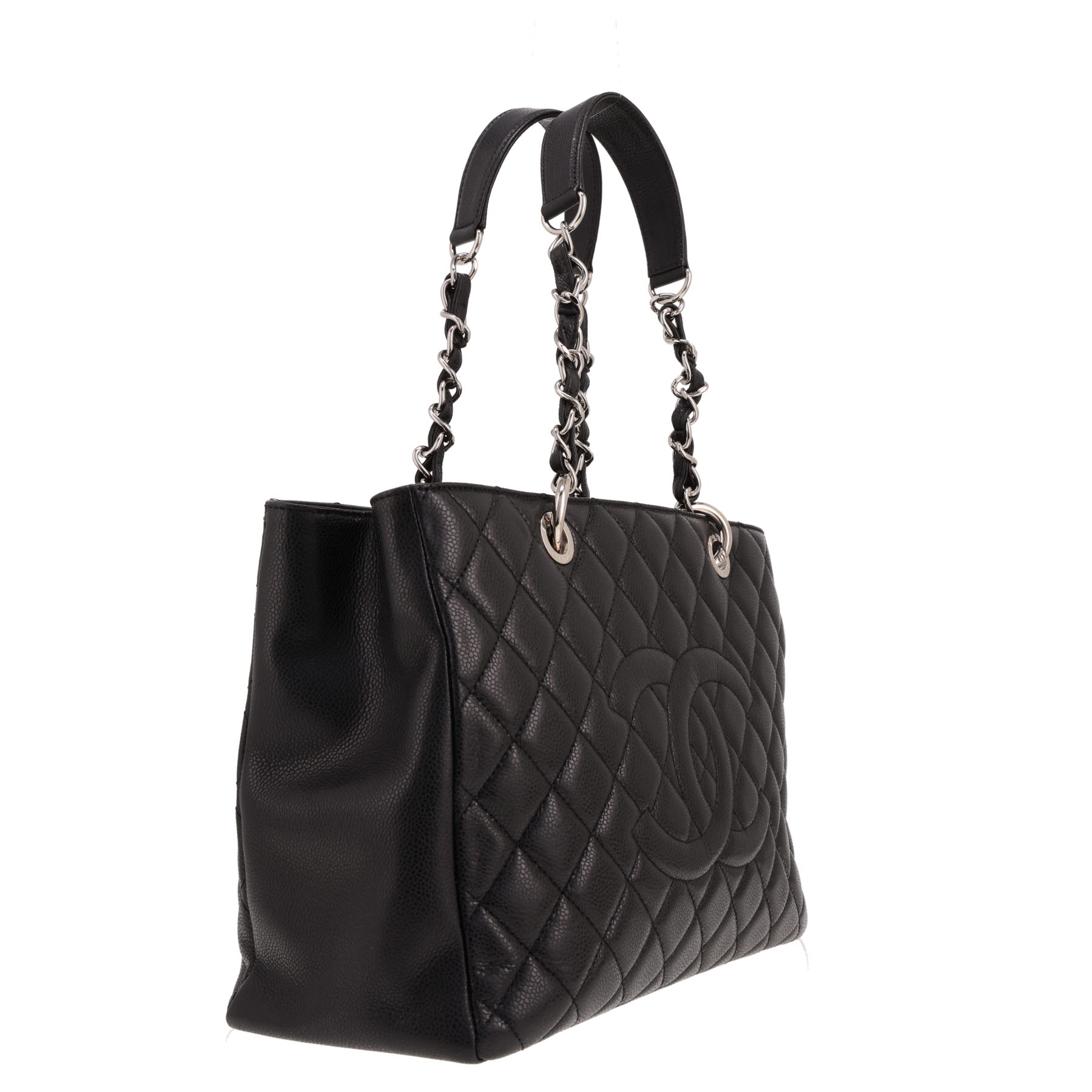 Bolso Chanel Shopping GST de piel granulada acolchada negra