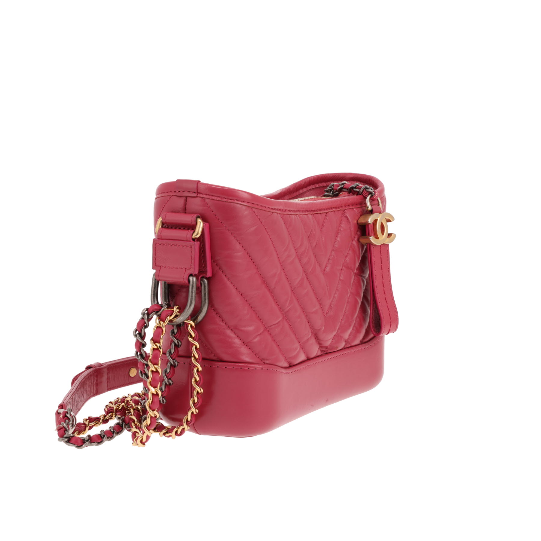 Chanel Gabrielle small crossbody bag in pink herringbone-quilted leather