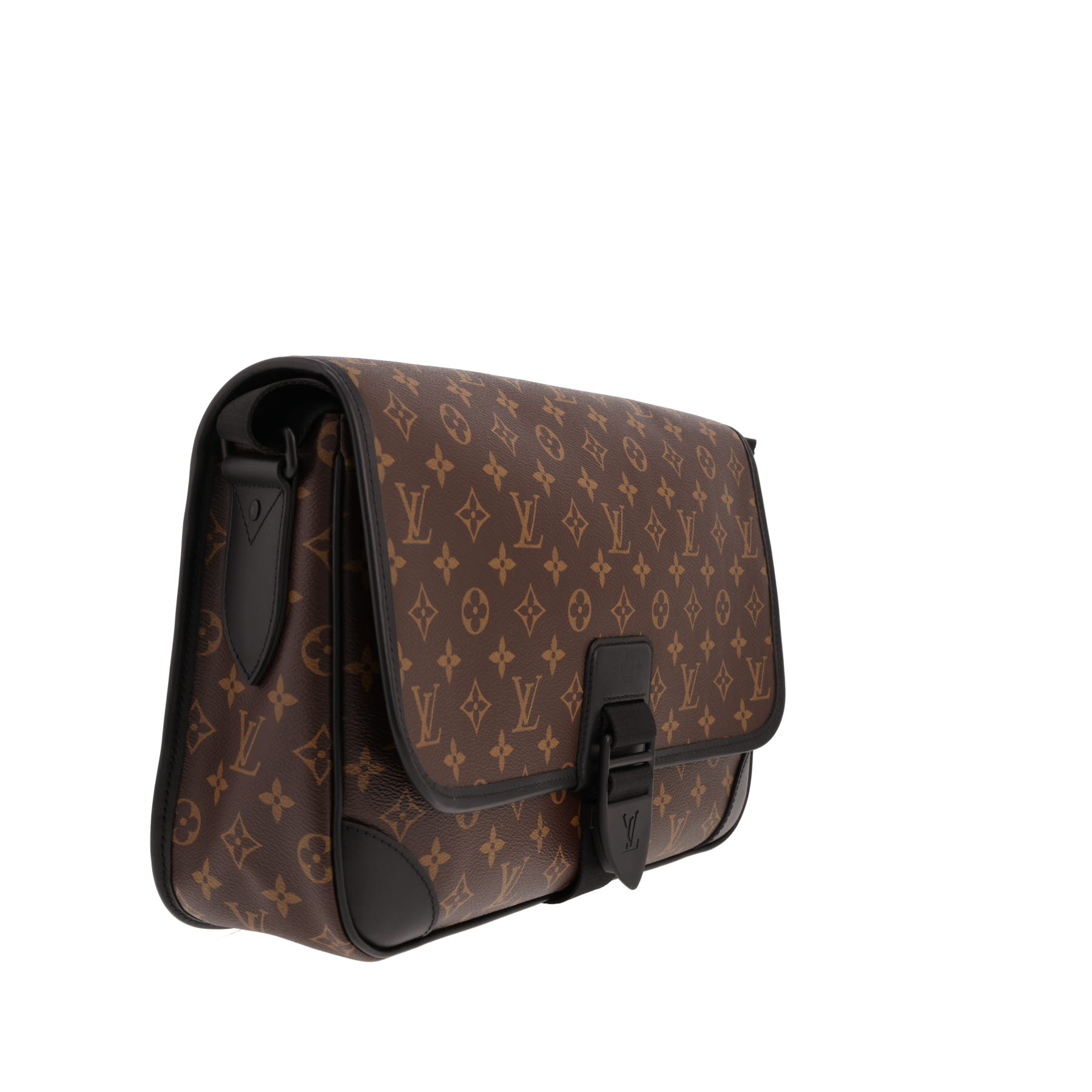 Sac bandoulière Louis Vuitton  Messenger Archy grand modèle  en toile monogram Macassar marron et cuir noir
