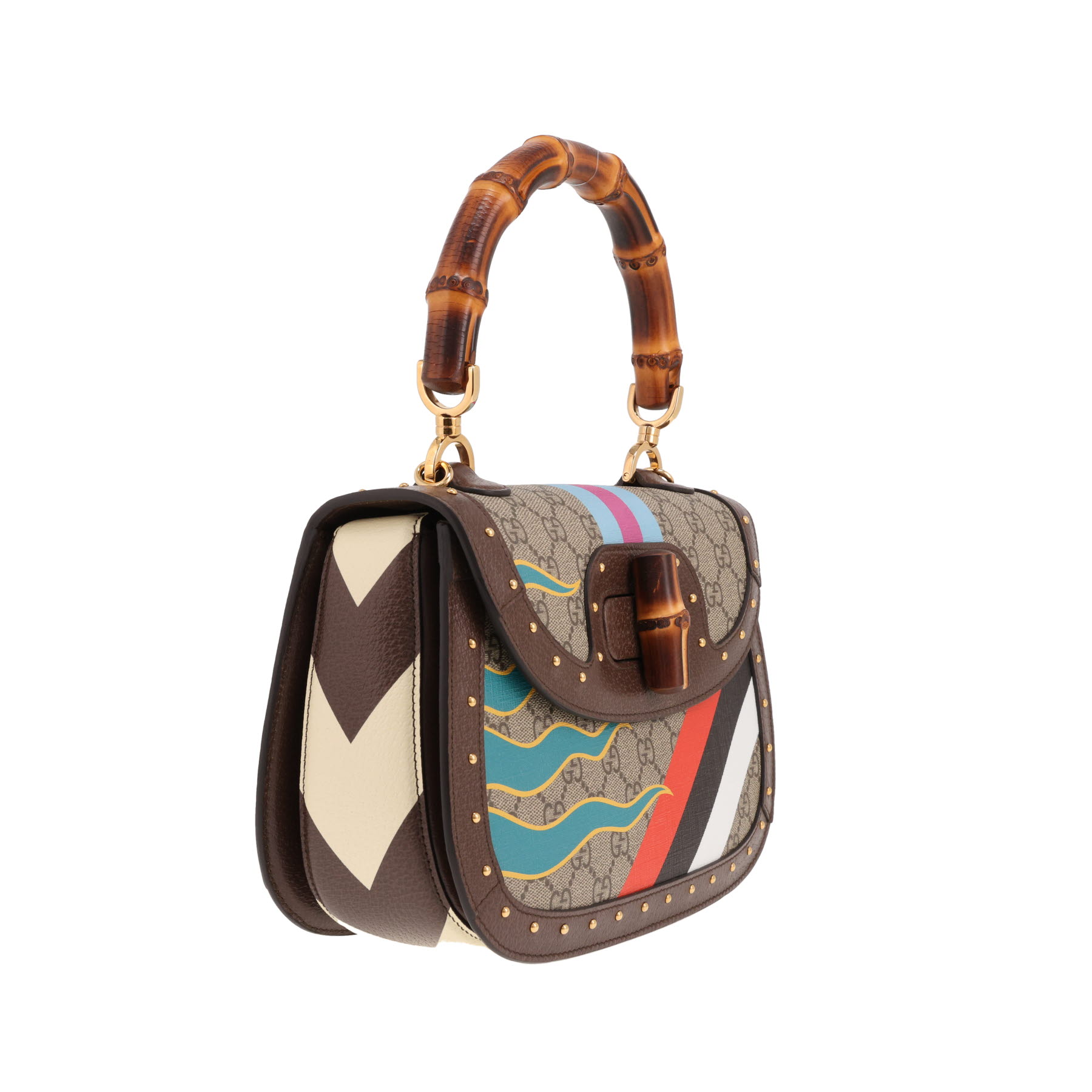 Sac à main Gucci  Bamboo en toile sûpreme GG marron et cuir marron