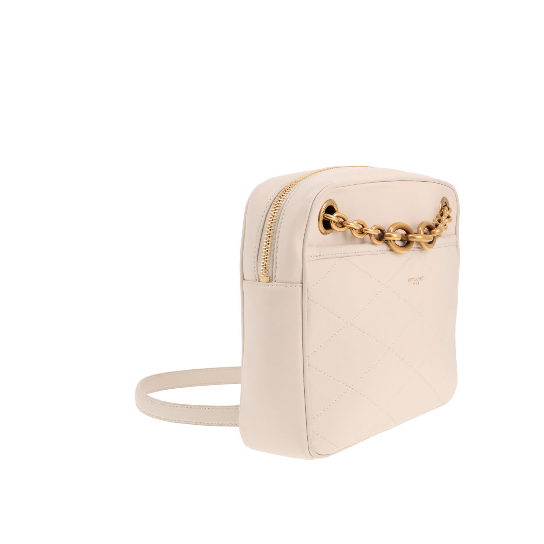 Bolso bandolera de Saint Laurent «Eslabón» en piel blanca