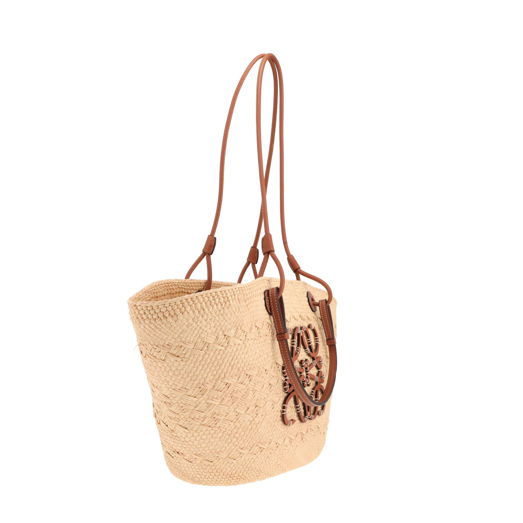 Sac cabas Loewe  Anagram en raffia et cuir marron