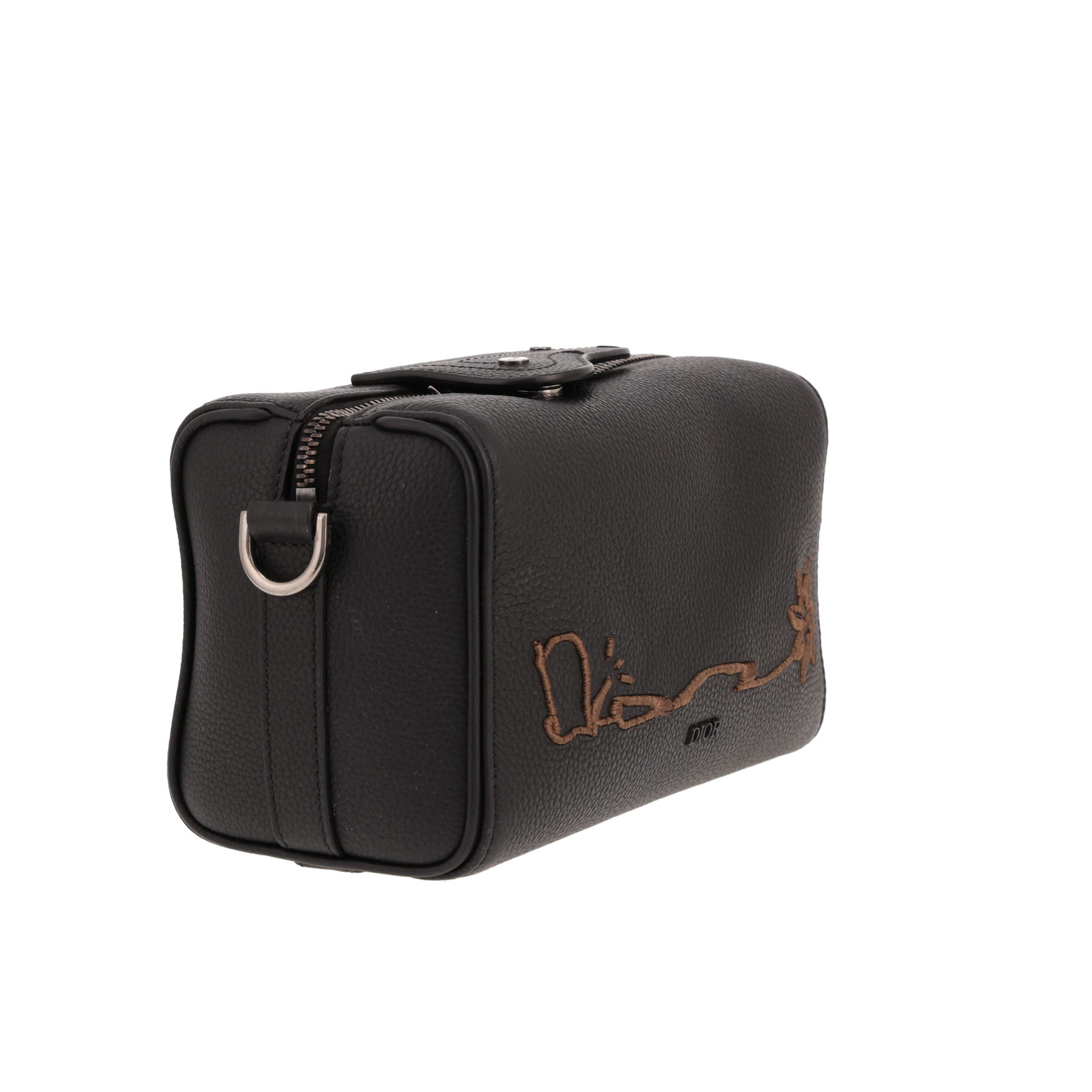Sac bandoulière Dior  Lingot 22 x Travis Scott en cuir grainé noir