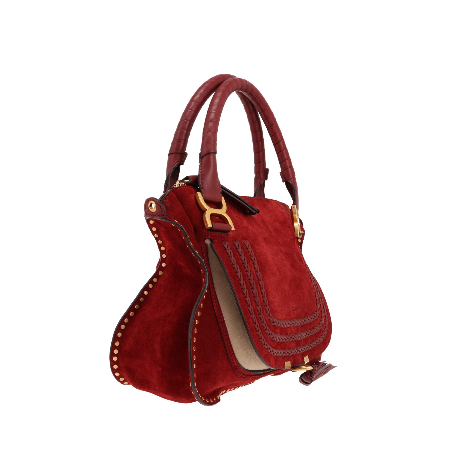 Bolso de mano Chloé «Marcie» de ante de ternera rojo