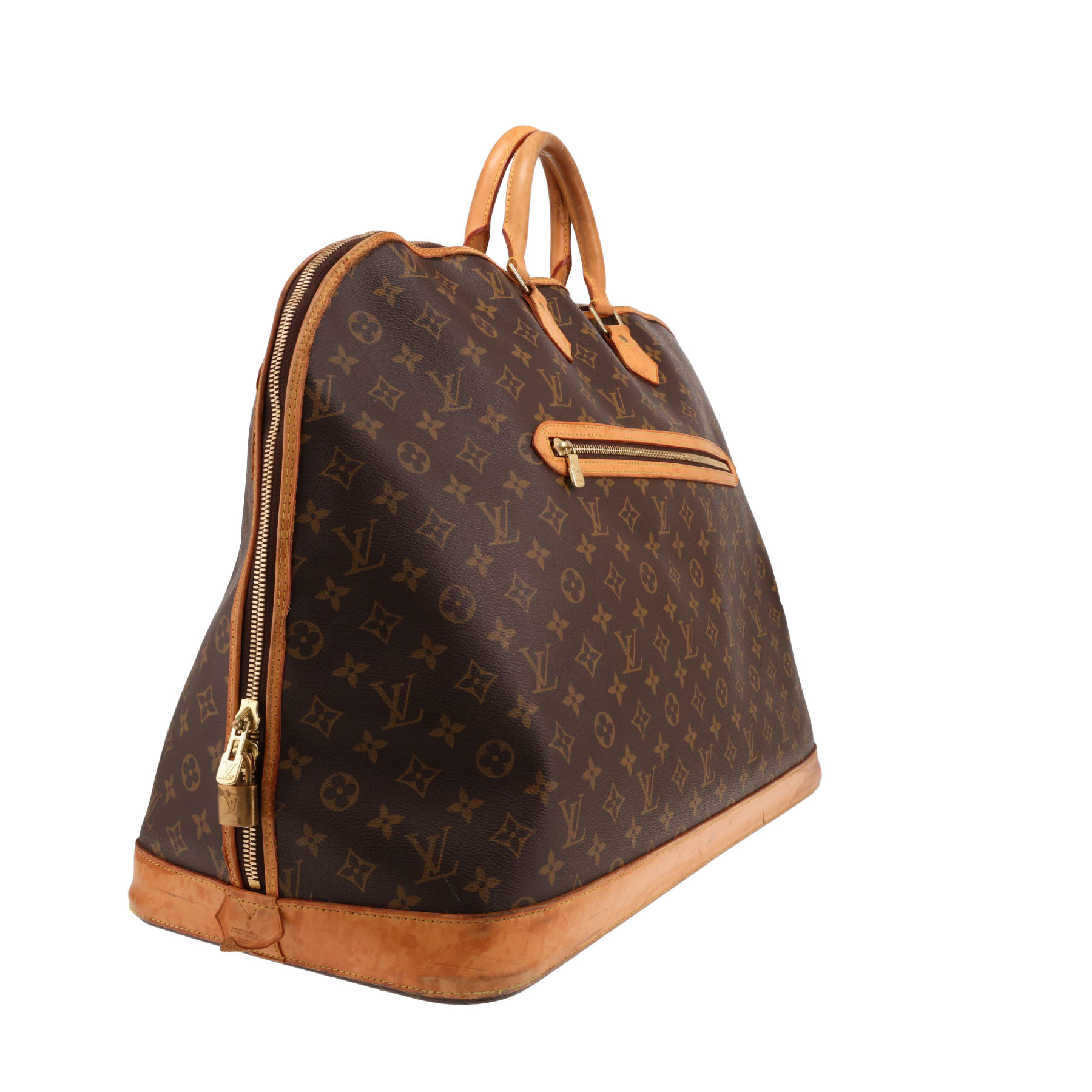 Louis Vuitton Alma travel bag in brown Monogram canvas and natural leather