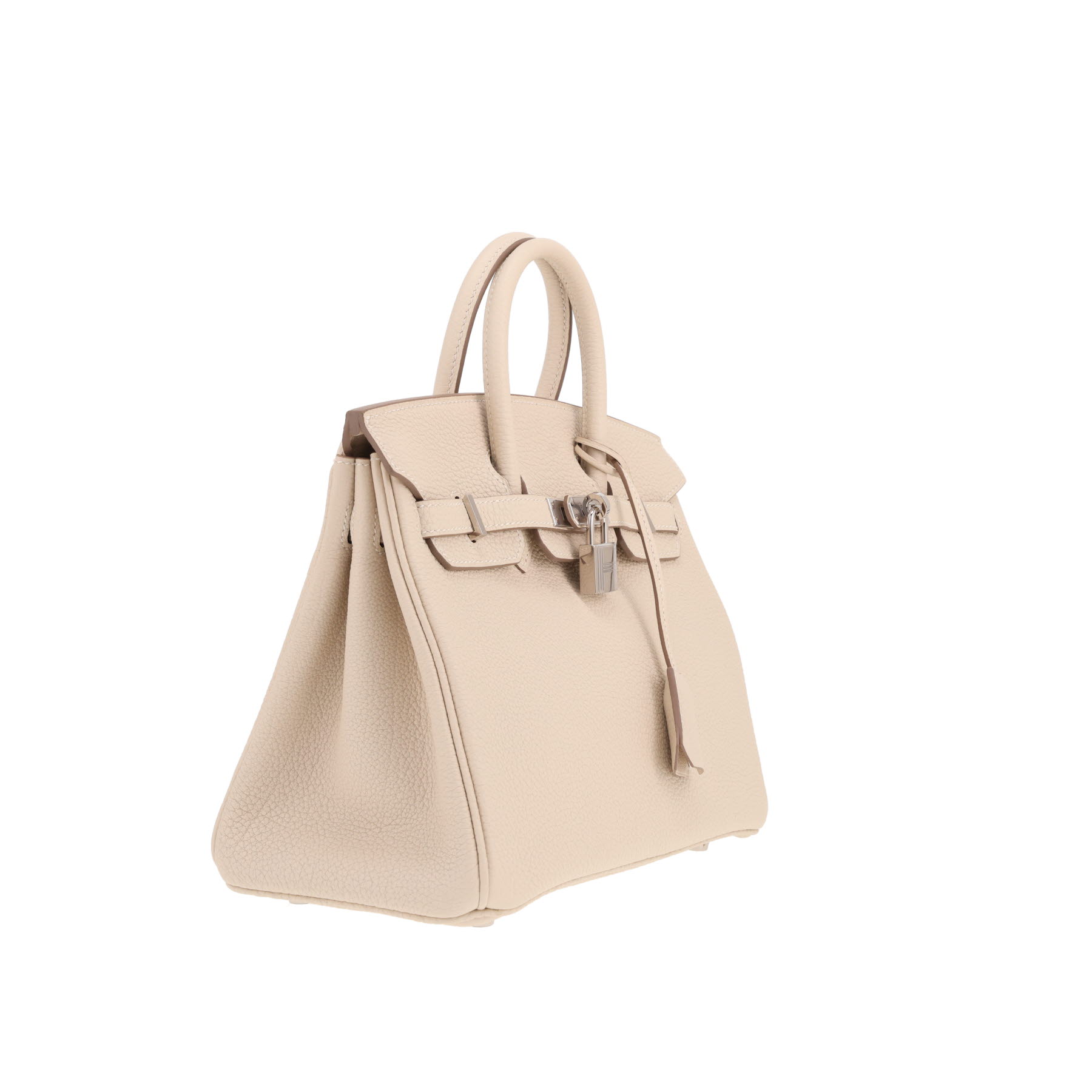 Sac à main Hermès  Birkin 25 cm en cuir togo Craie