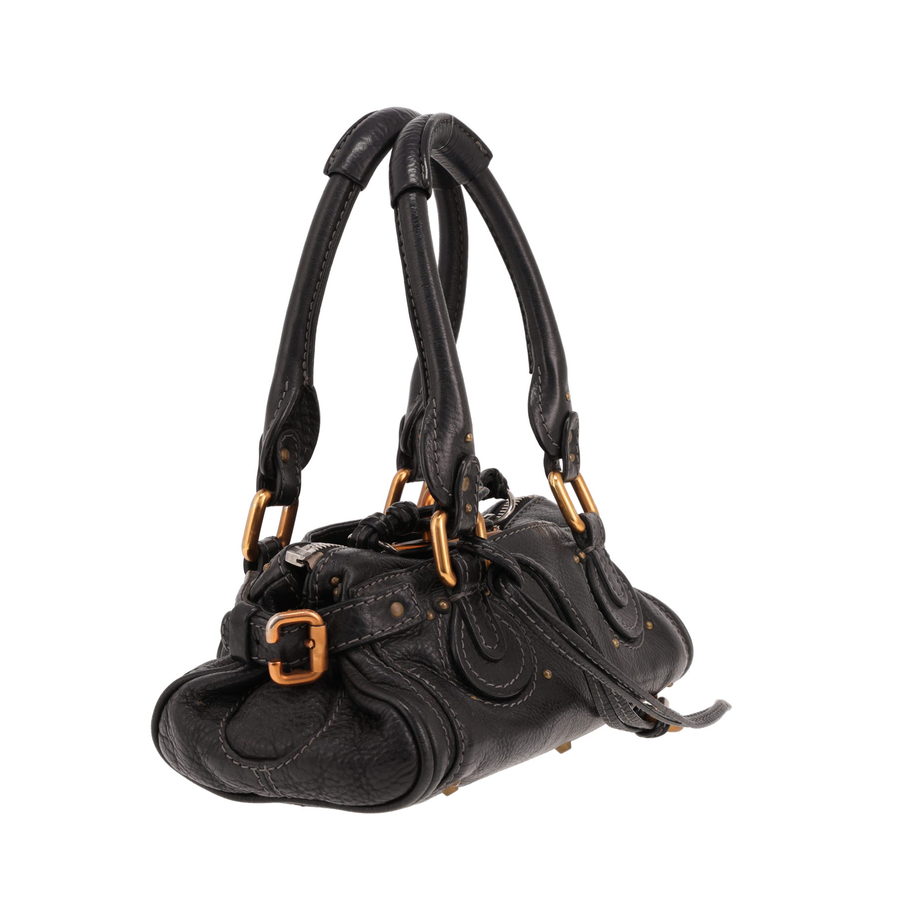 Sac à main Chloé  Paddington en cuir grainé noir
