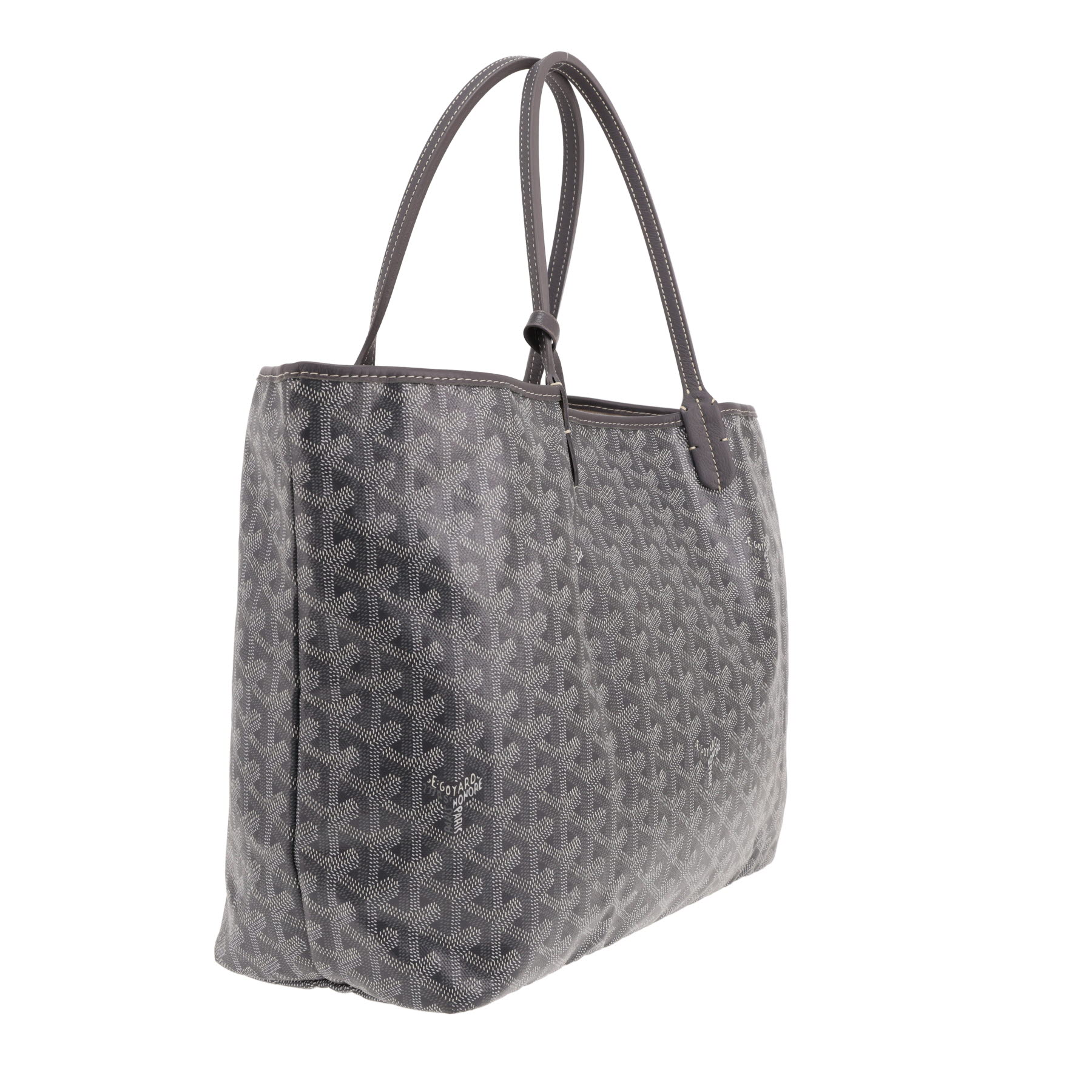 Sac cabas Goyard  Saint-Louis en toile Goyardine grise et cuir gris