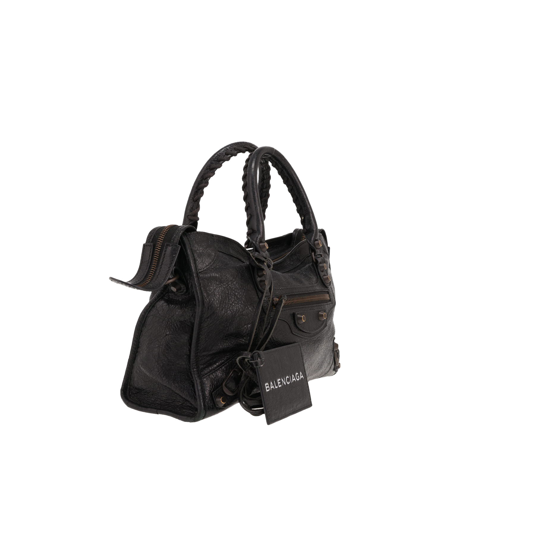 Borsa Balenciaga City in pelle invecchiata nera
