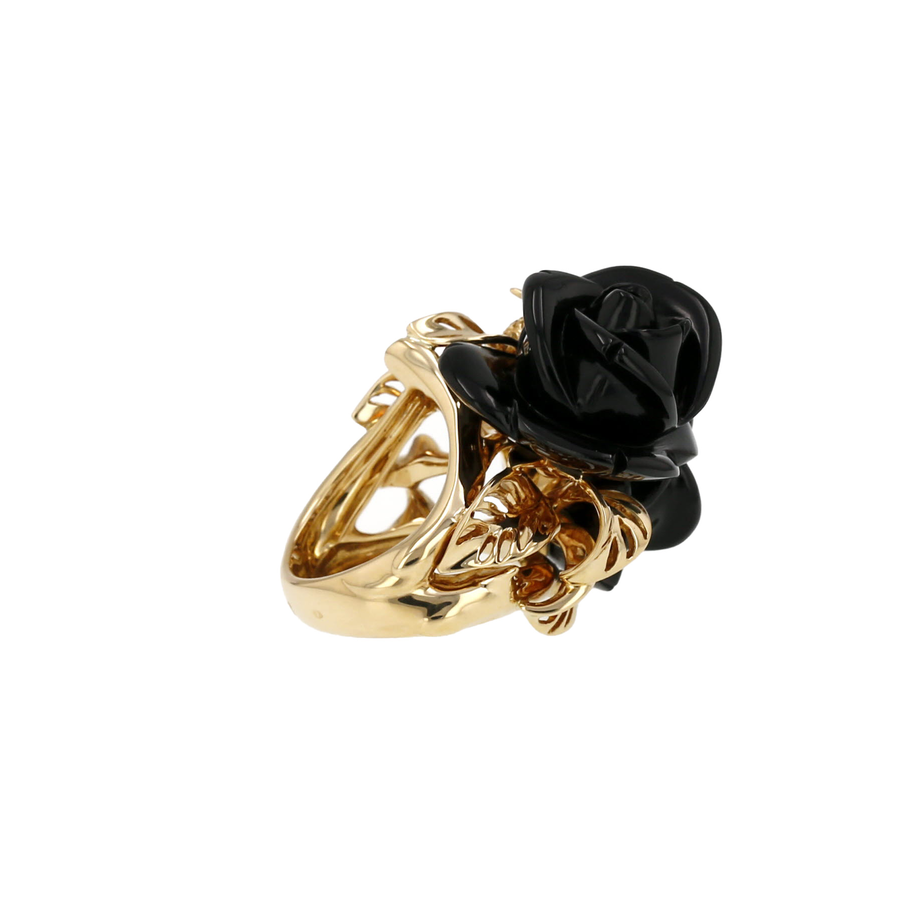 Large Dior Pré Catelan ring in yellow gold, onyx, diamonds and citrines