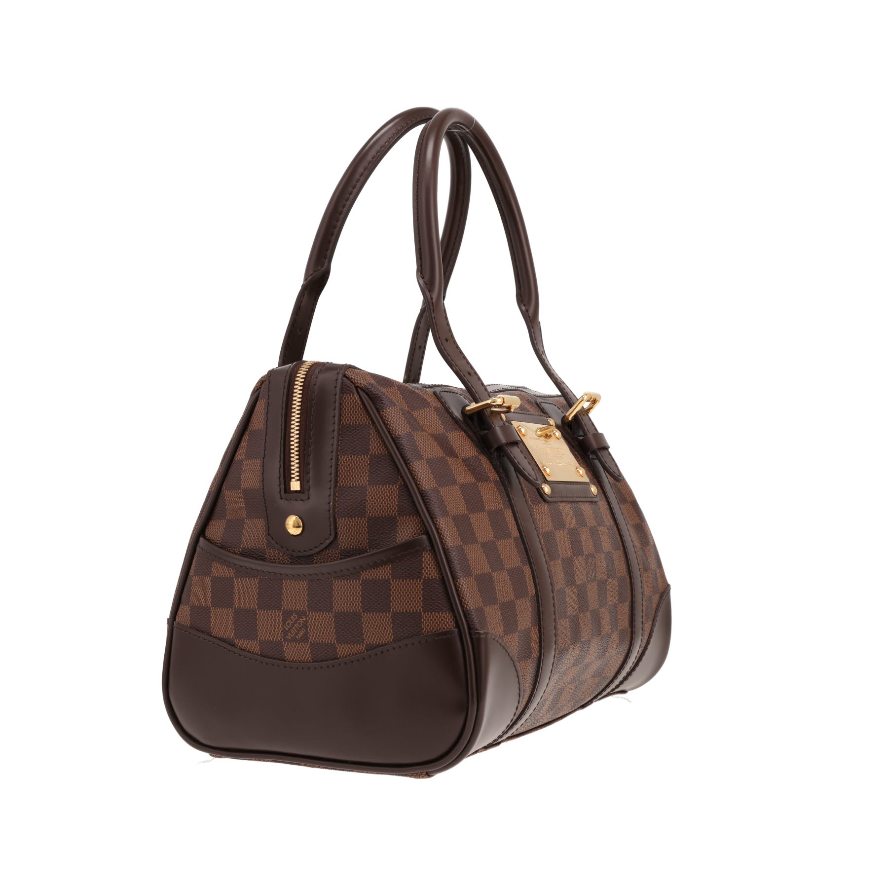 Louis Vuitton Berkeley handbag in ebony Damier canvas and brown leather