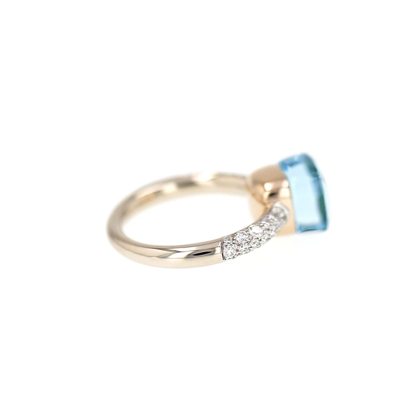 Anillo Pomellato Nudo, modelo pequeño, en oro rosa, oro Blanc y topacio, ágata y diamantes