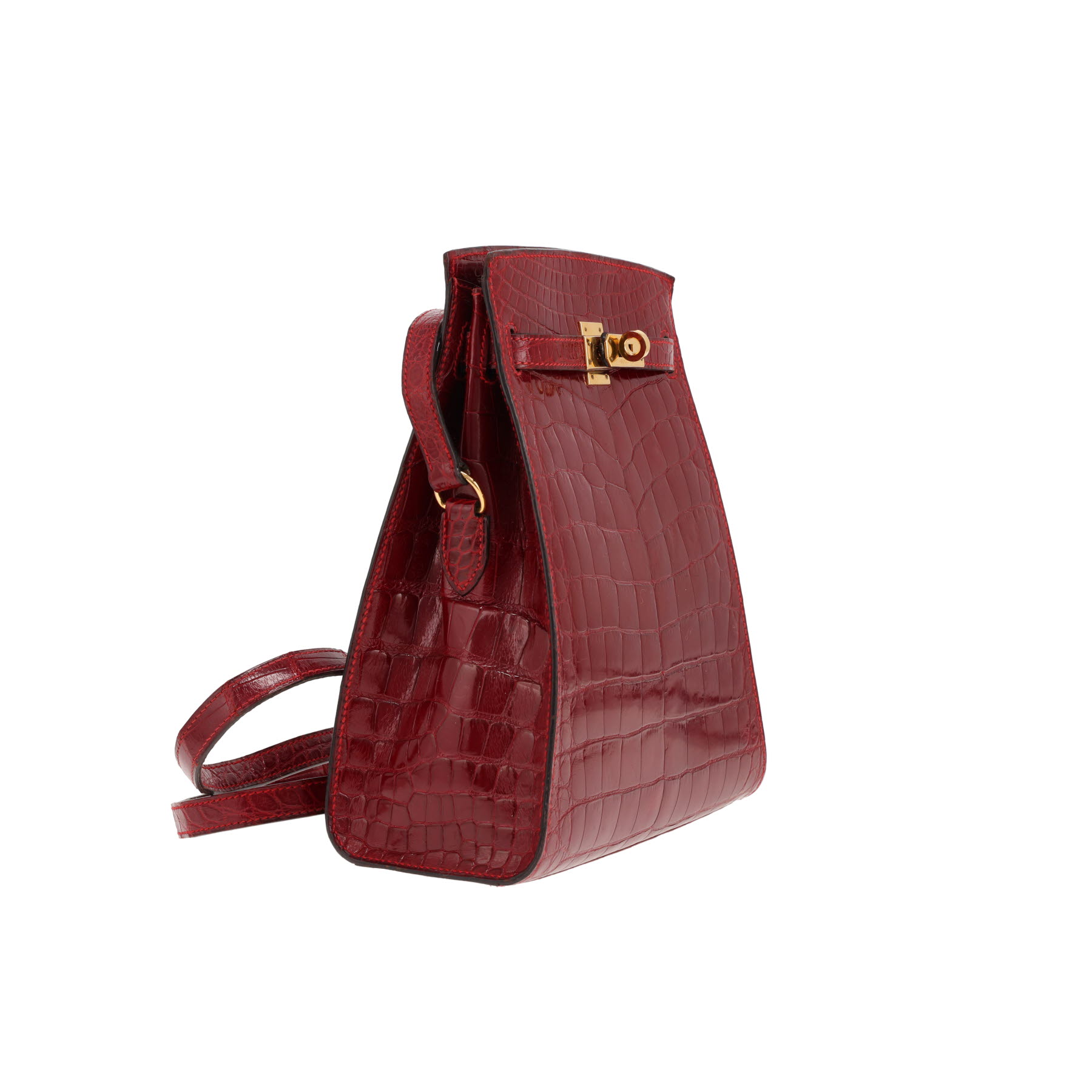 Borsa a tracolla Hermès Kelly Sport in alligatore rosso