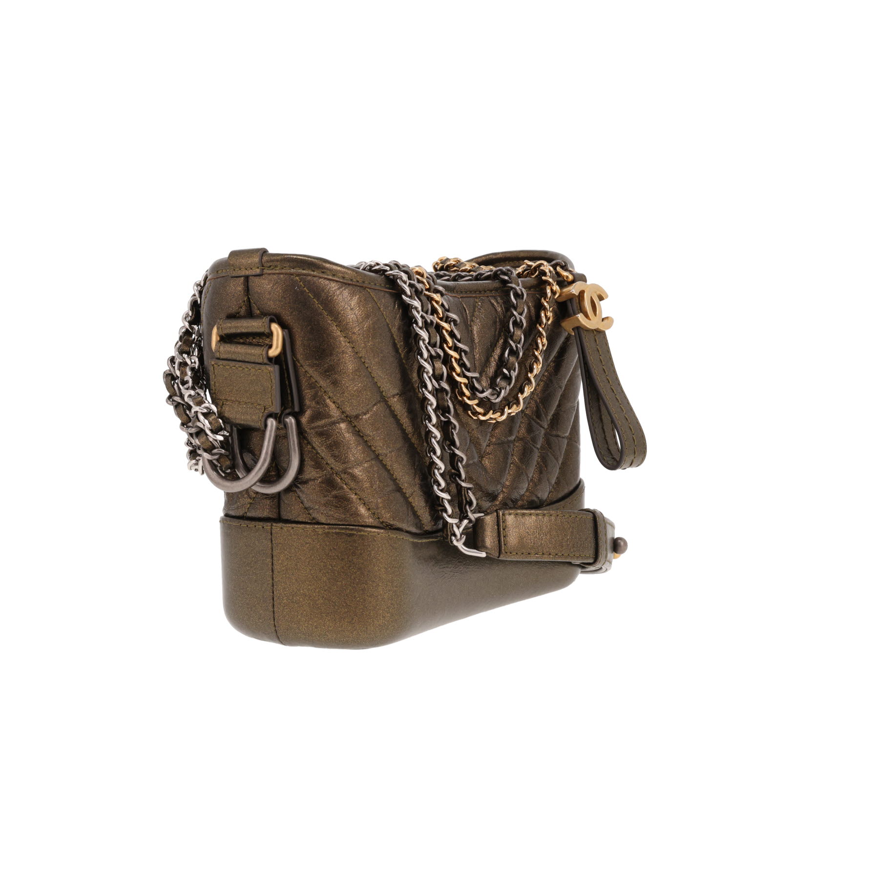 Chanel Gabrielle small crossbody bag in khaki-green quilted leather