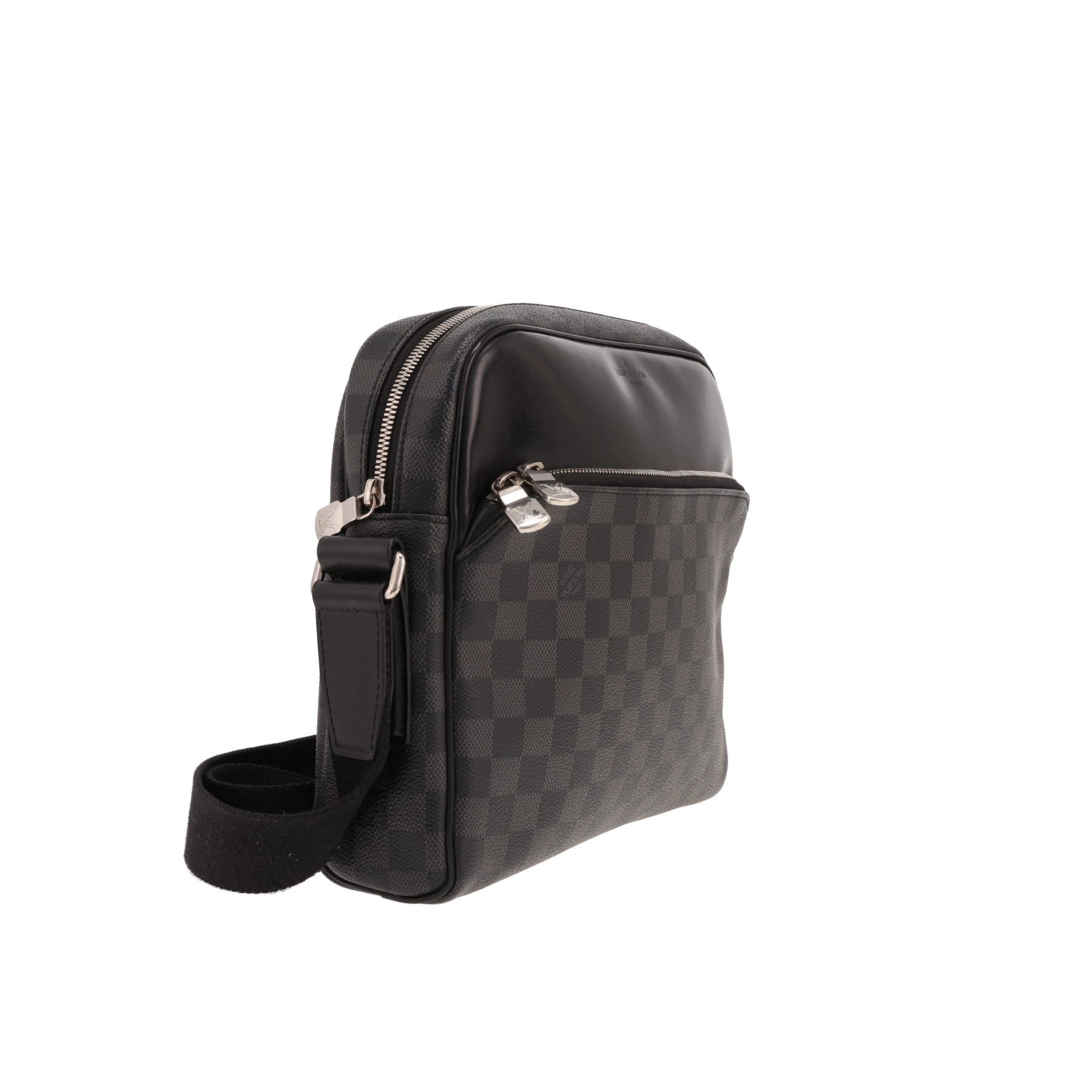 Louis Vuitton Dayton Reporter shoulder bag in black Graphite Damier canvas and black leather